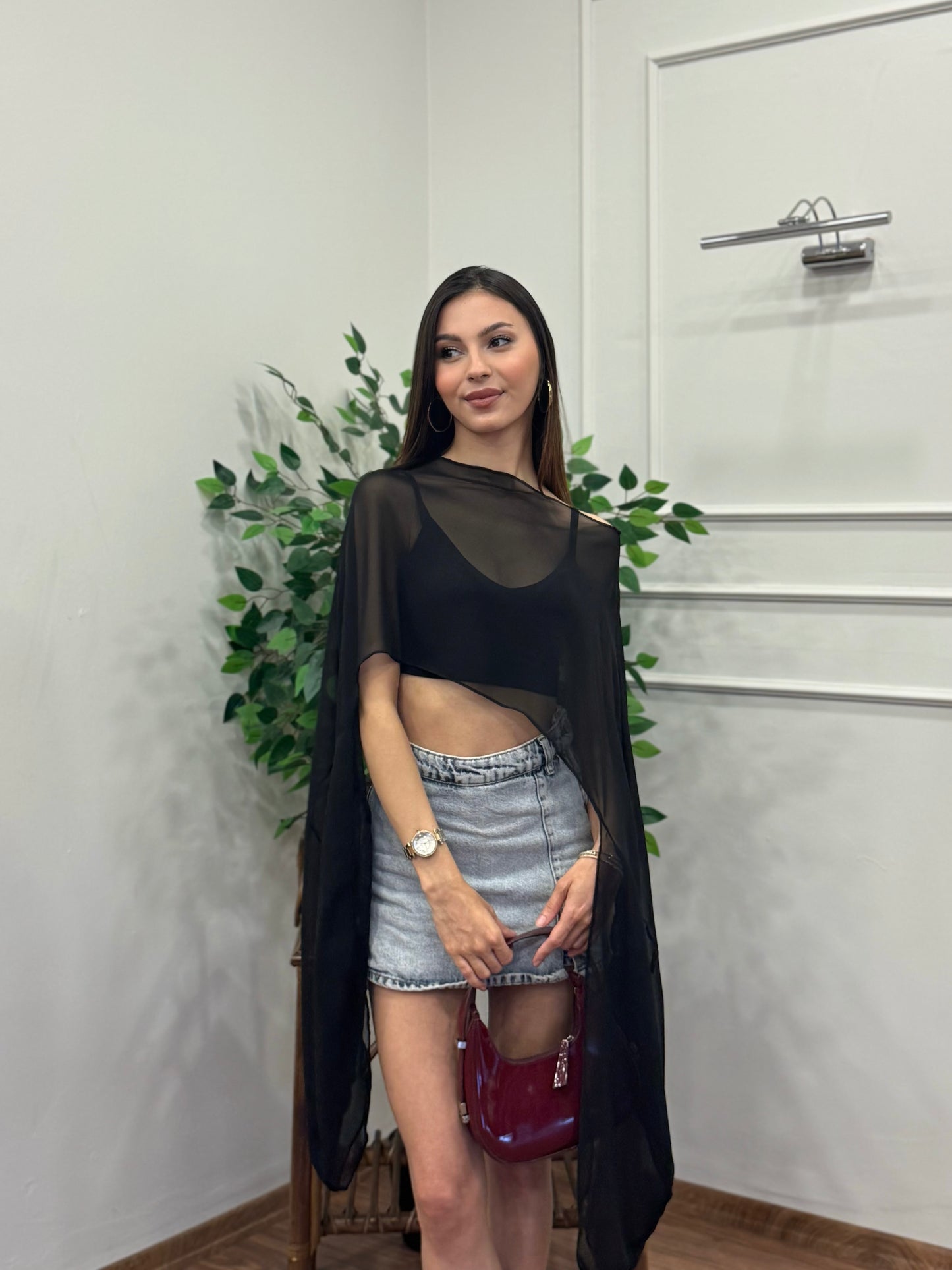 Aura Siyah Tül Pelerin