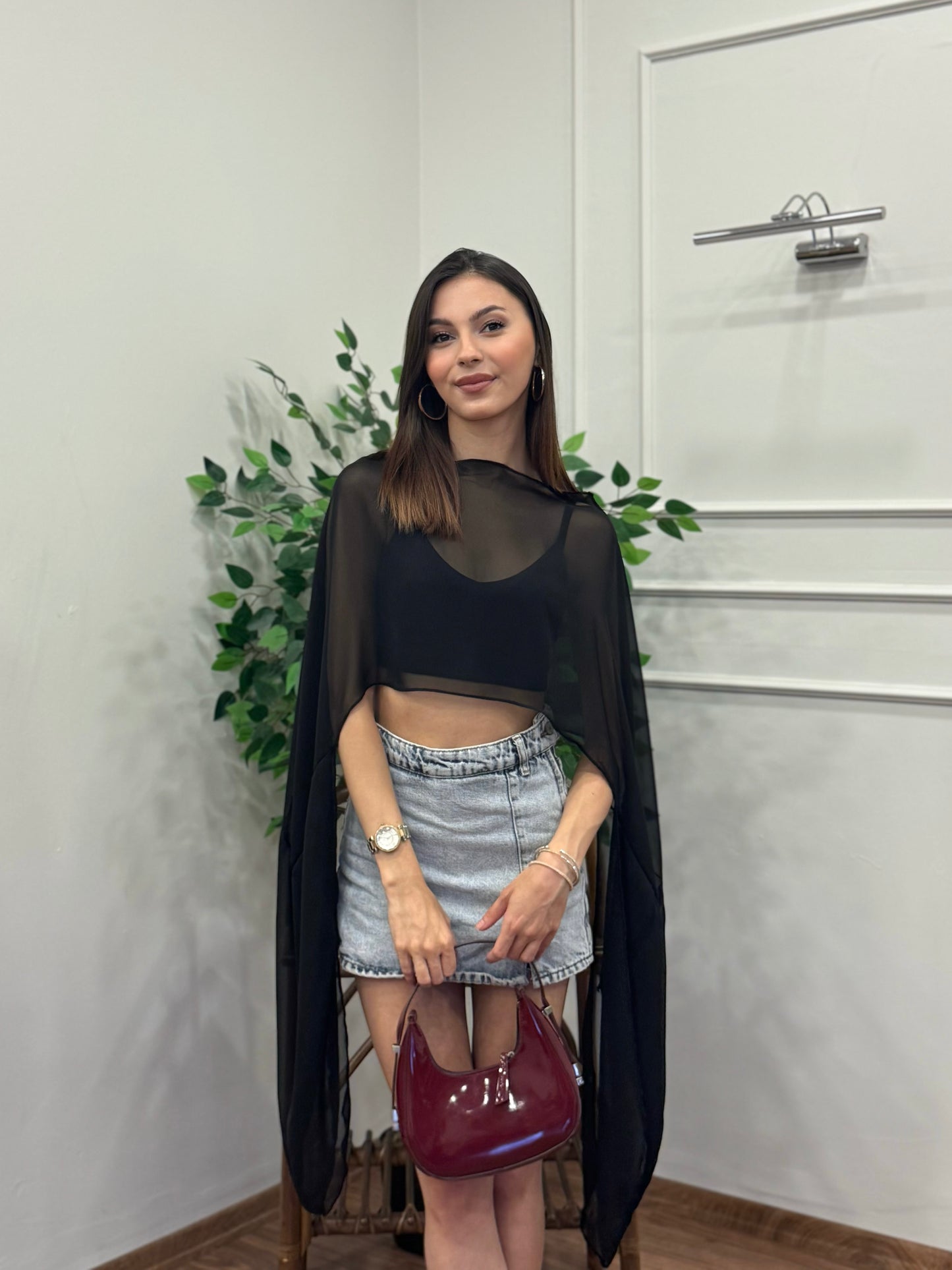 Aura Siyah Tül Pelerin