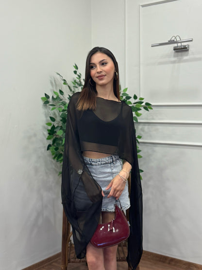 Aura Siyah Tül Pelerin