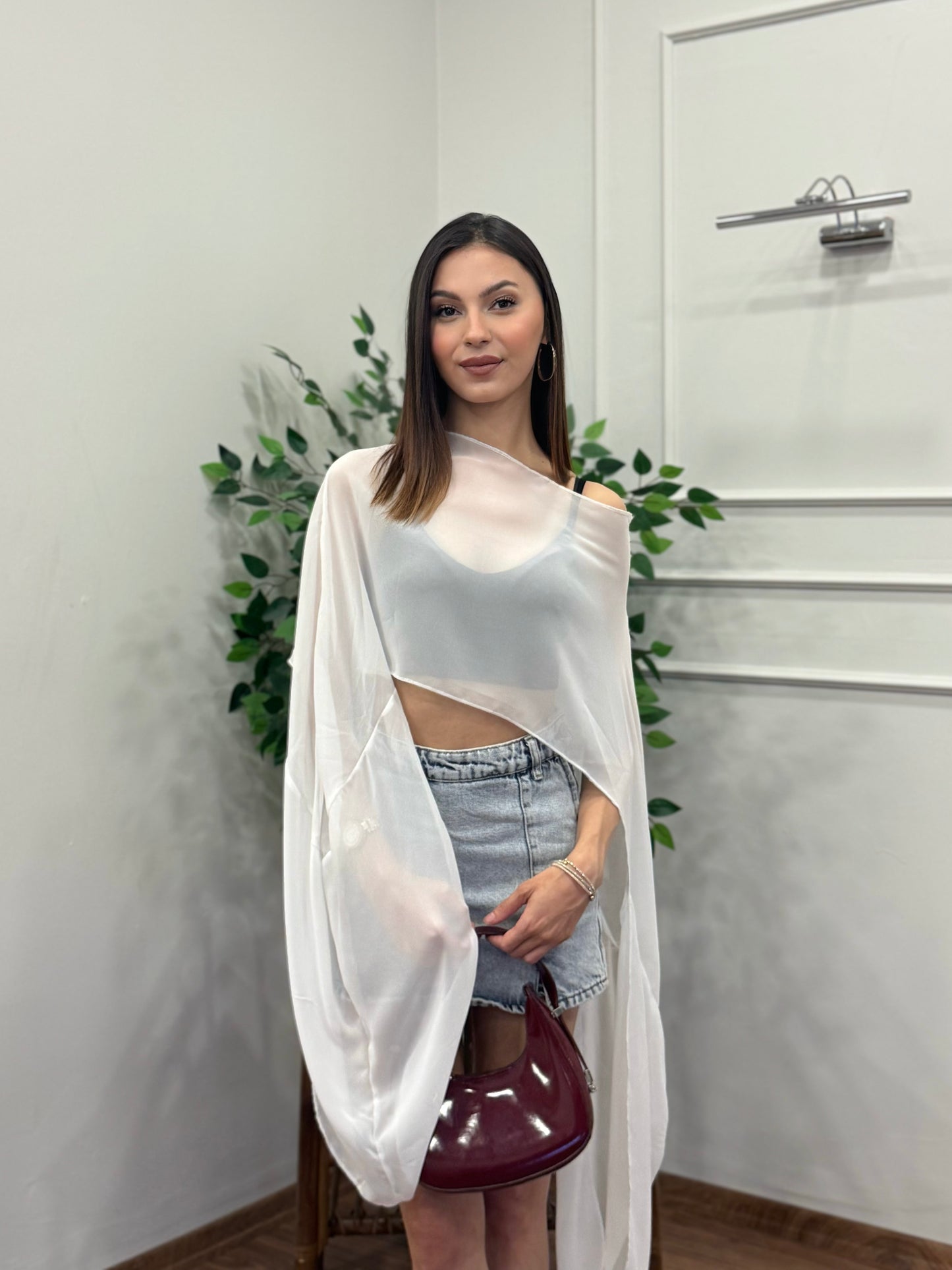 Aura Beyaz Tül Pelerin