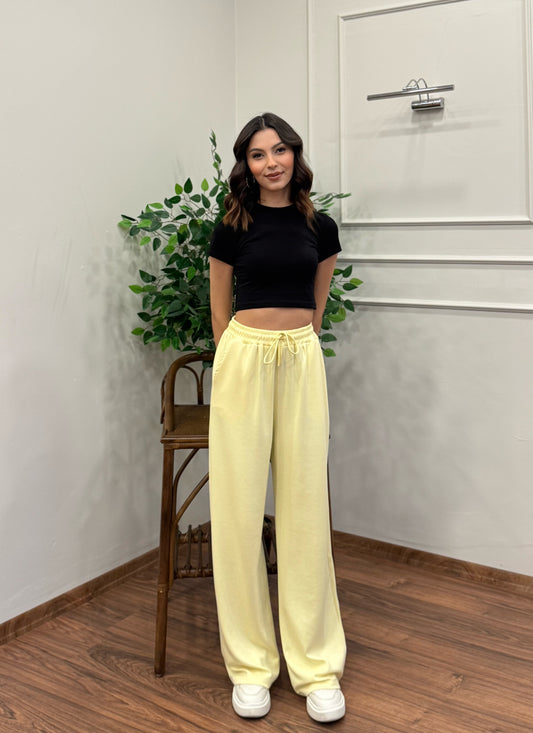 Mery Modal Kumaş Limon Sarı Pantolon
