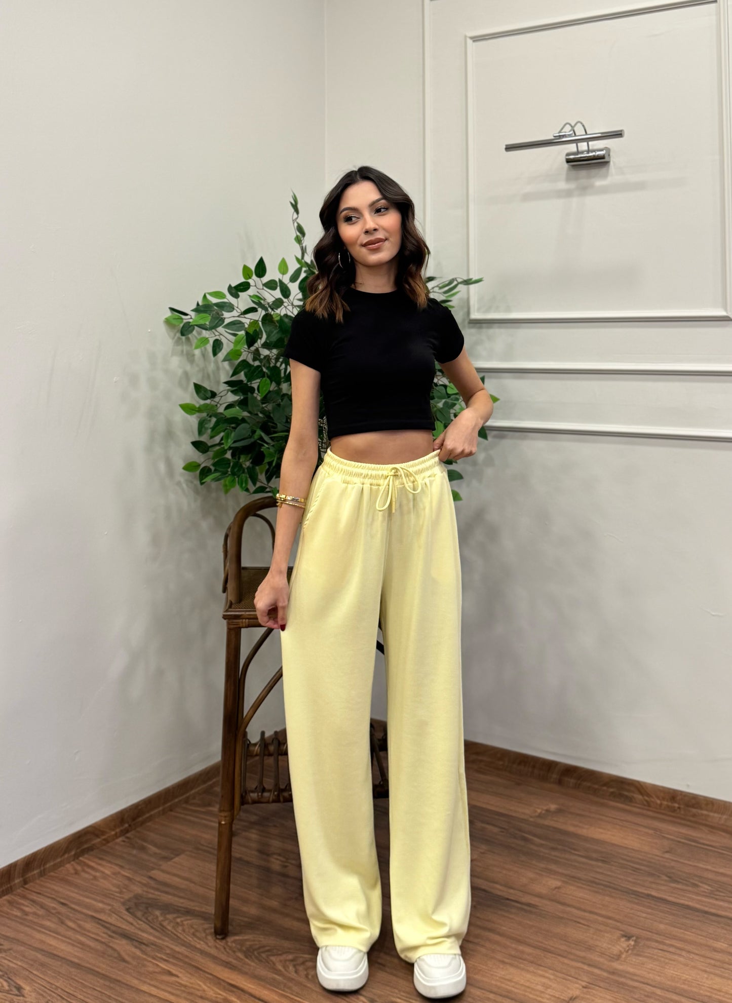 Mery Modal Kumaş Limon Sarı Pantolon