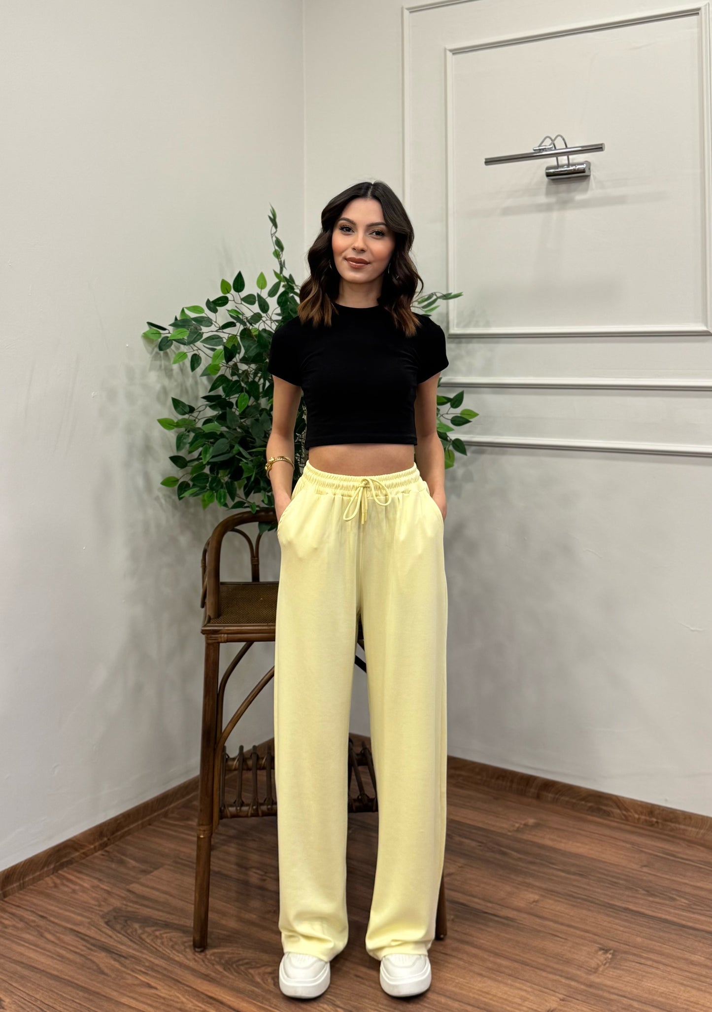 Mery Modal Kumaş Limon Sarı Pantolon