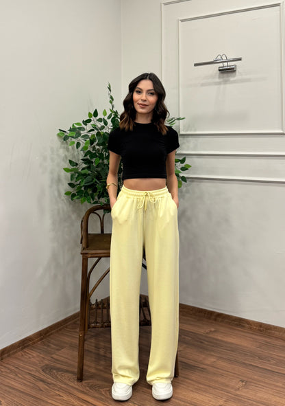 Mery Modal Kumaş Limon Sarı Pantolon