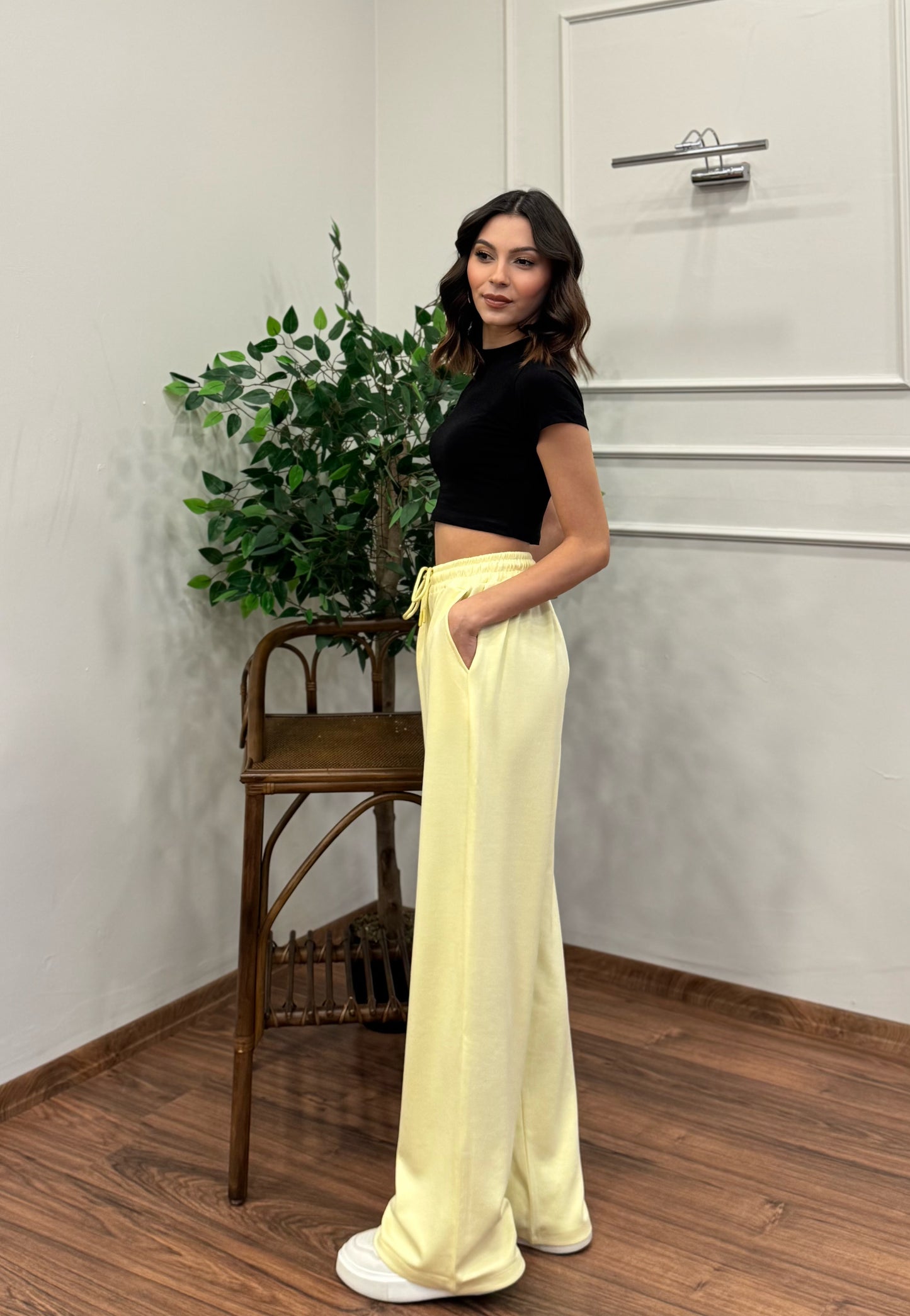 Mery Modal Kumaş Limon Sarı Pantolon