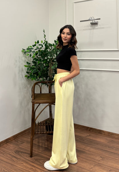 Mery Modal Kumaş Limon Sarı Pantolon