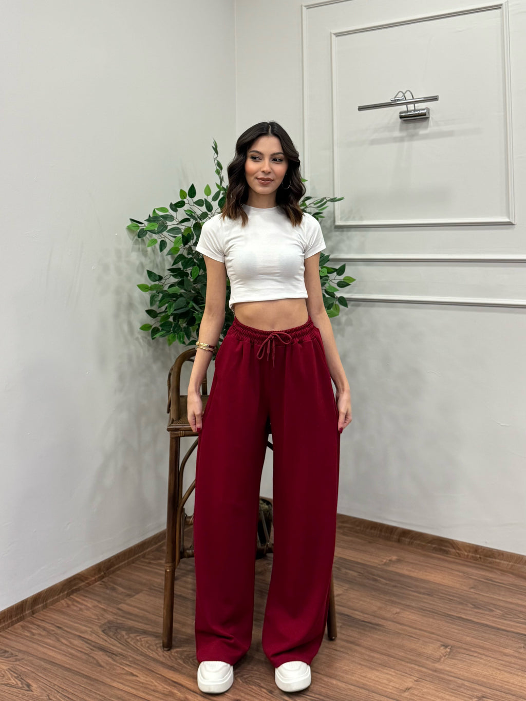 Mery Modal Kumaş Bordo Pantolon