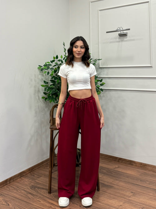 Mery Modal Kumaş Bordo Pantolon