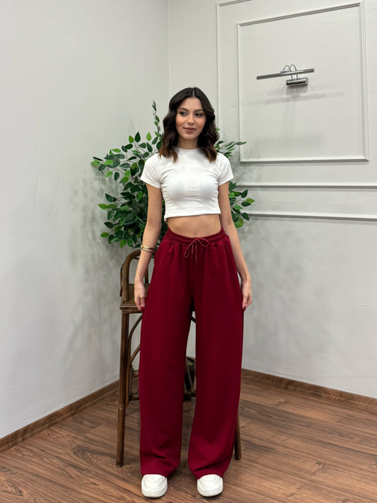 Mery Modal Kumaş Bordo Pantolon