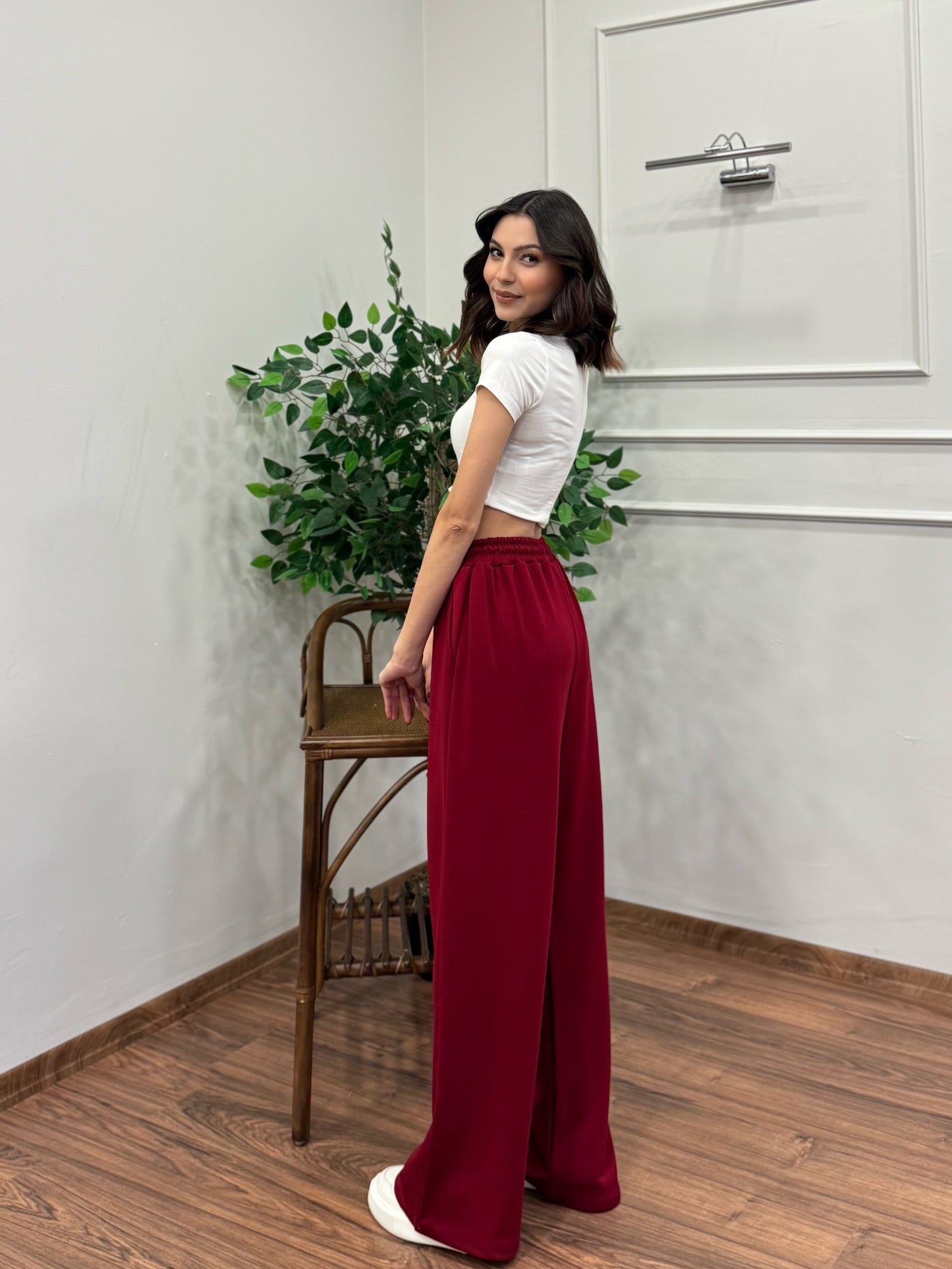 Mery Modal Kumaş Bordo Pantolon