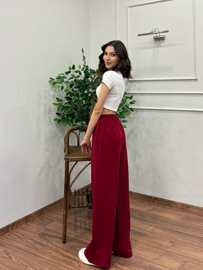 Mery Modal Kumaş Bordo Pantolon