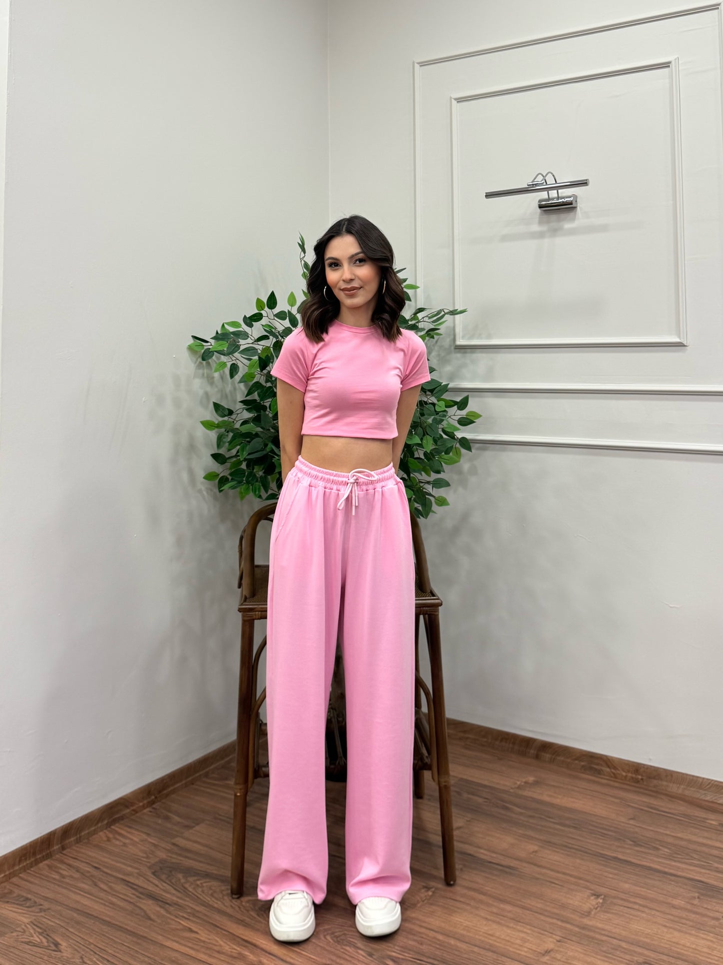 Mery Modal Kumaş Pembe Pantolon