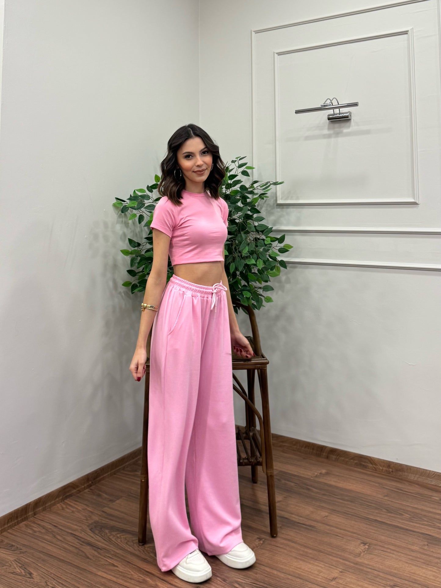 Mery Modal Kumaş Pembe Pantolon