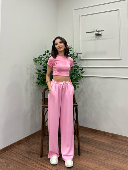 Mery Modal Kumaş Pembe Pantolon
