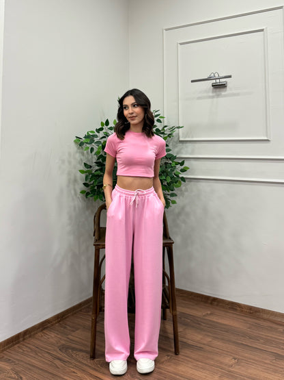 Mery Modal Kumaş Pembe Pantolon