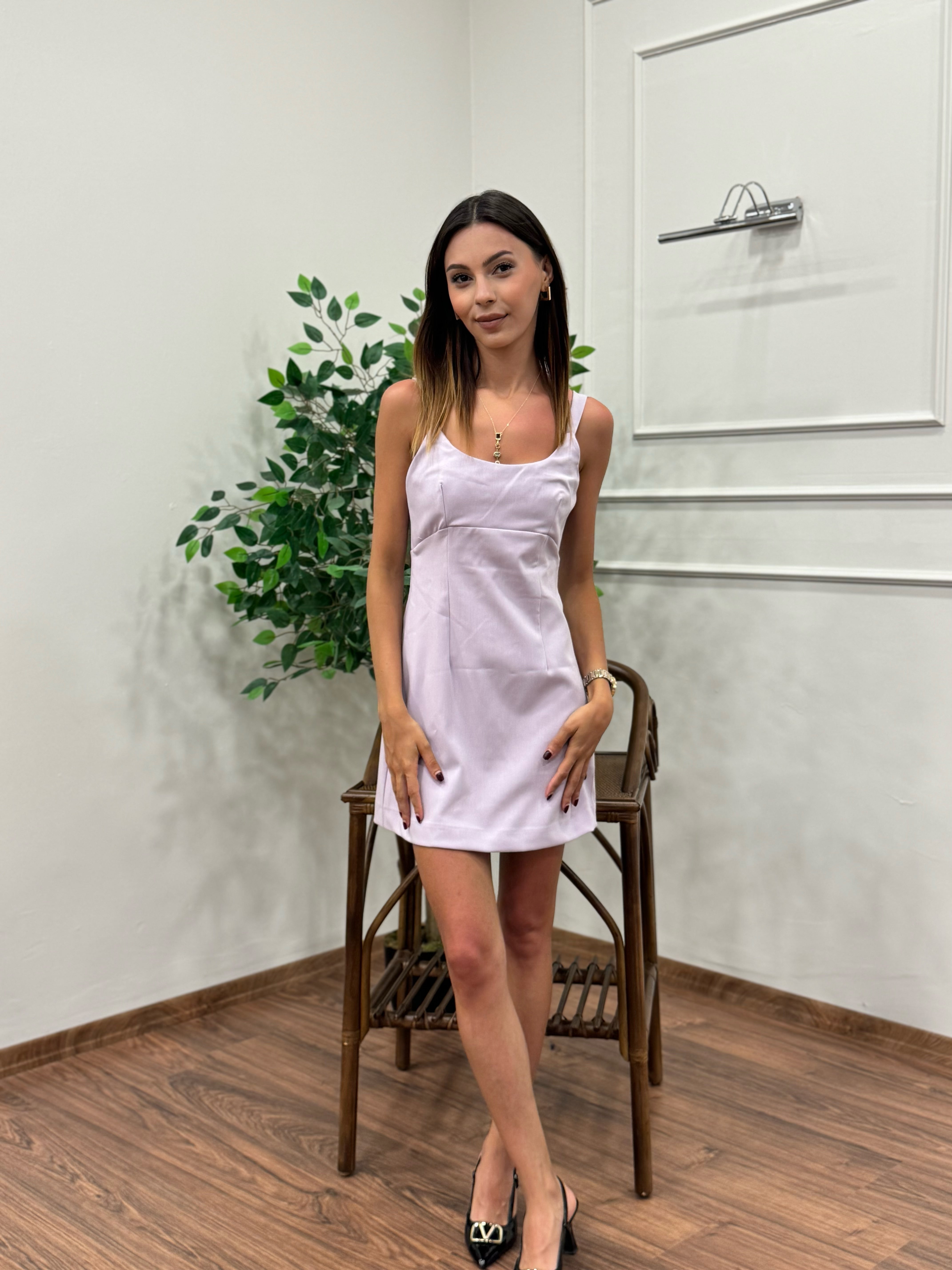 Zra Mini Sırt Taş Detay Elbise