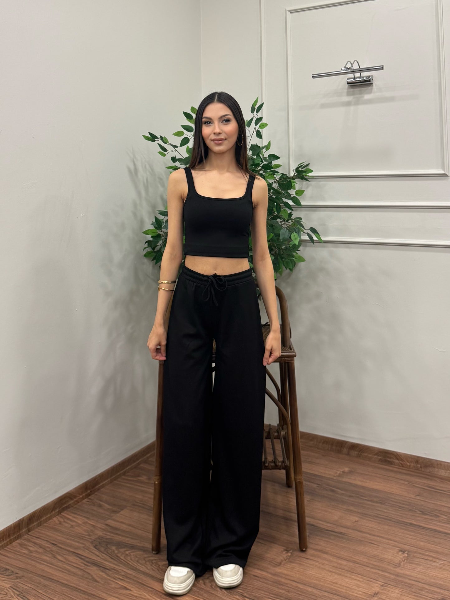 Nova Crop Pantolon Siyah Takım