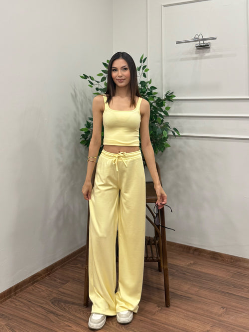 Nova Crop Pantolon Sarı Takım