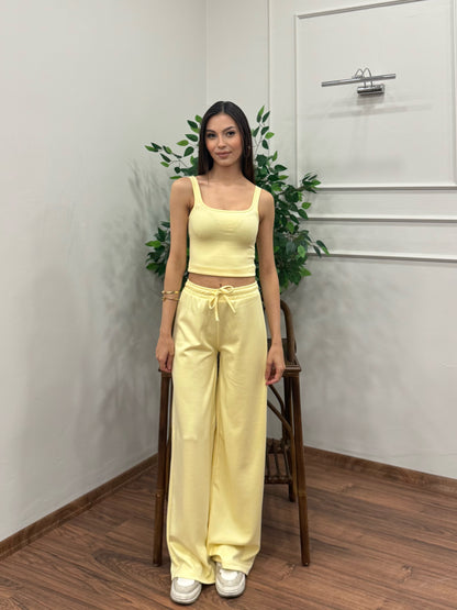 Nova Crop Pantolon Sarı Takım