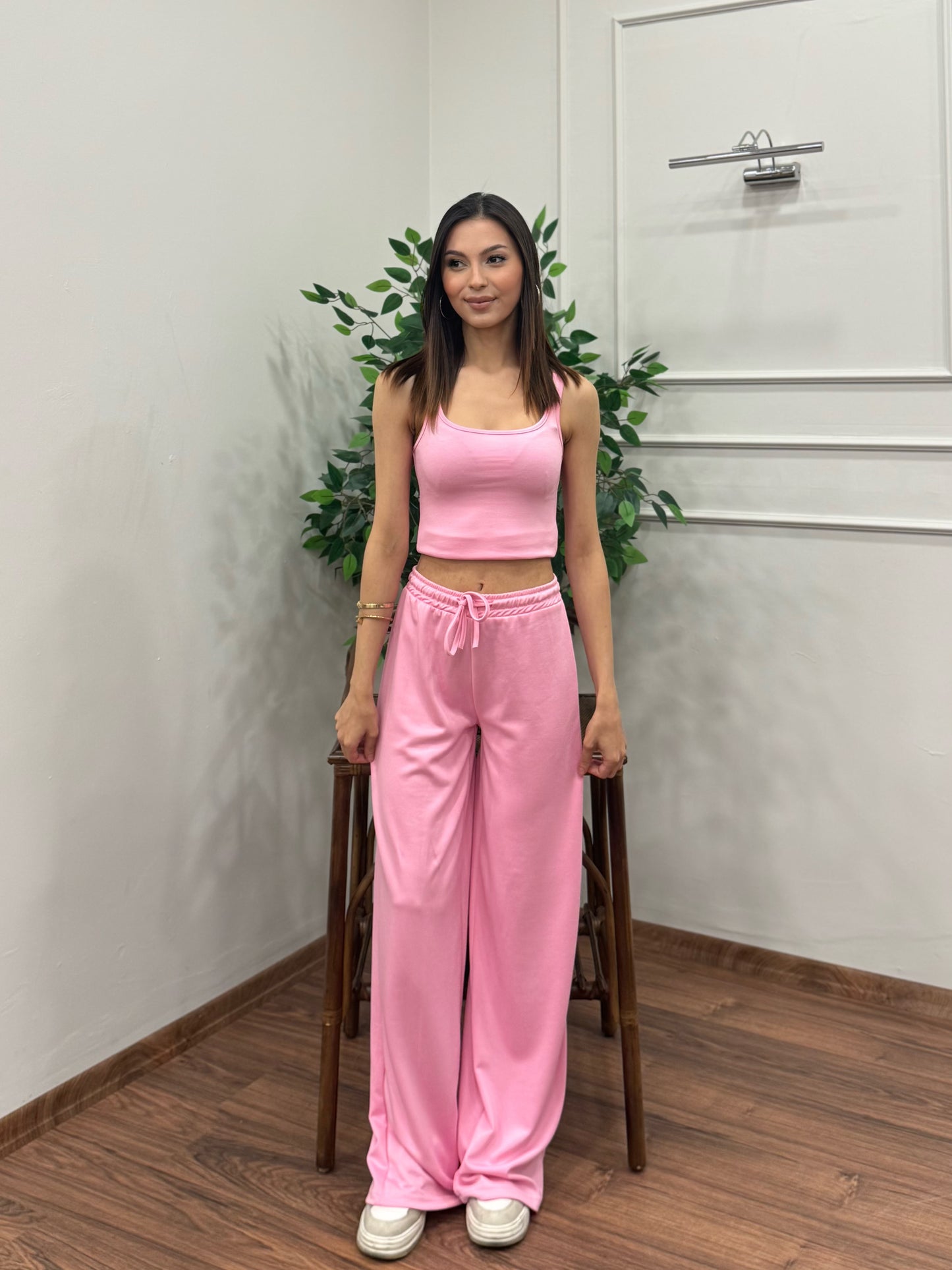 Nova Crop Pantolon Pembe Takım