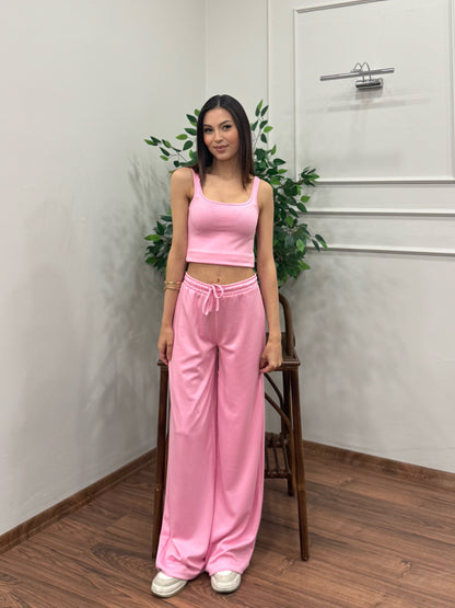 Nova Crop Pantolon Pembe Takım