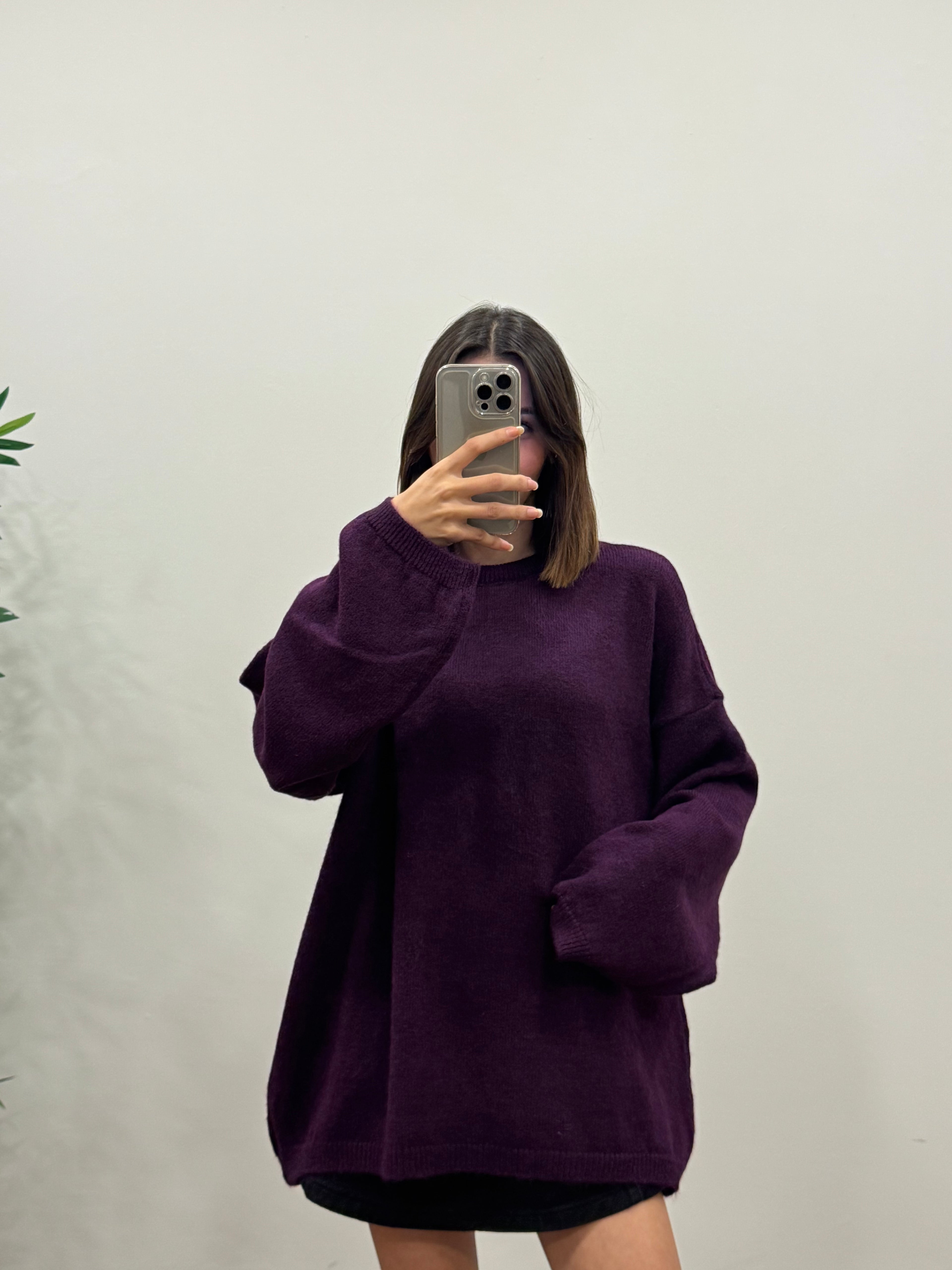 Oversize Bisiklet Yaka Pinterest Mor Kazak