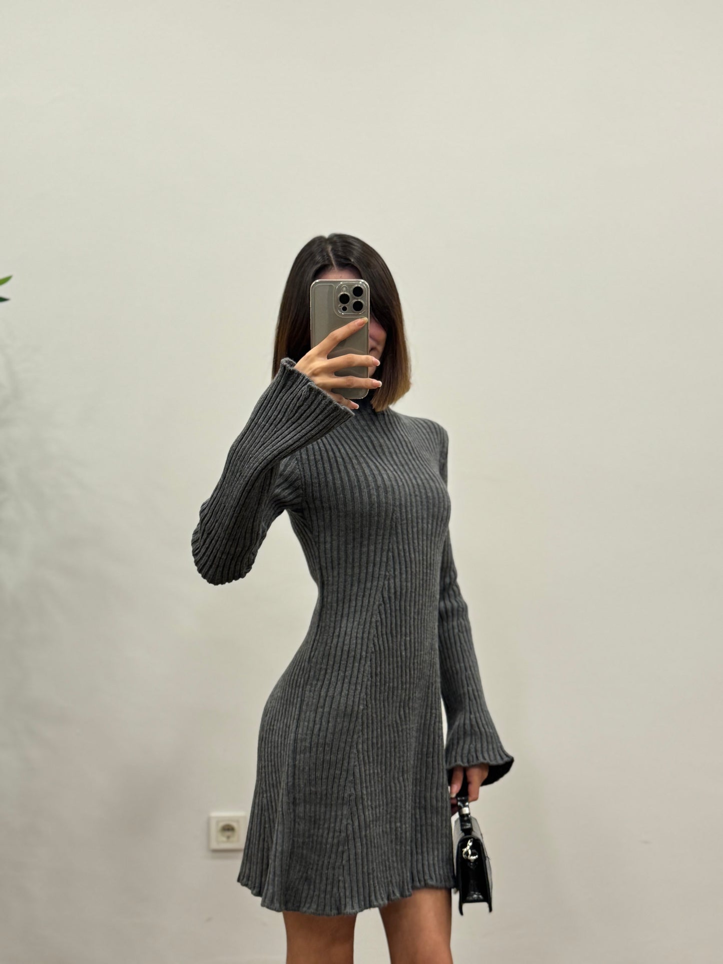 Triko İspanyol Pinterest Gri Elbise