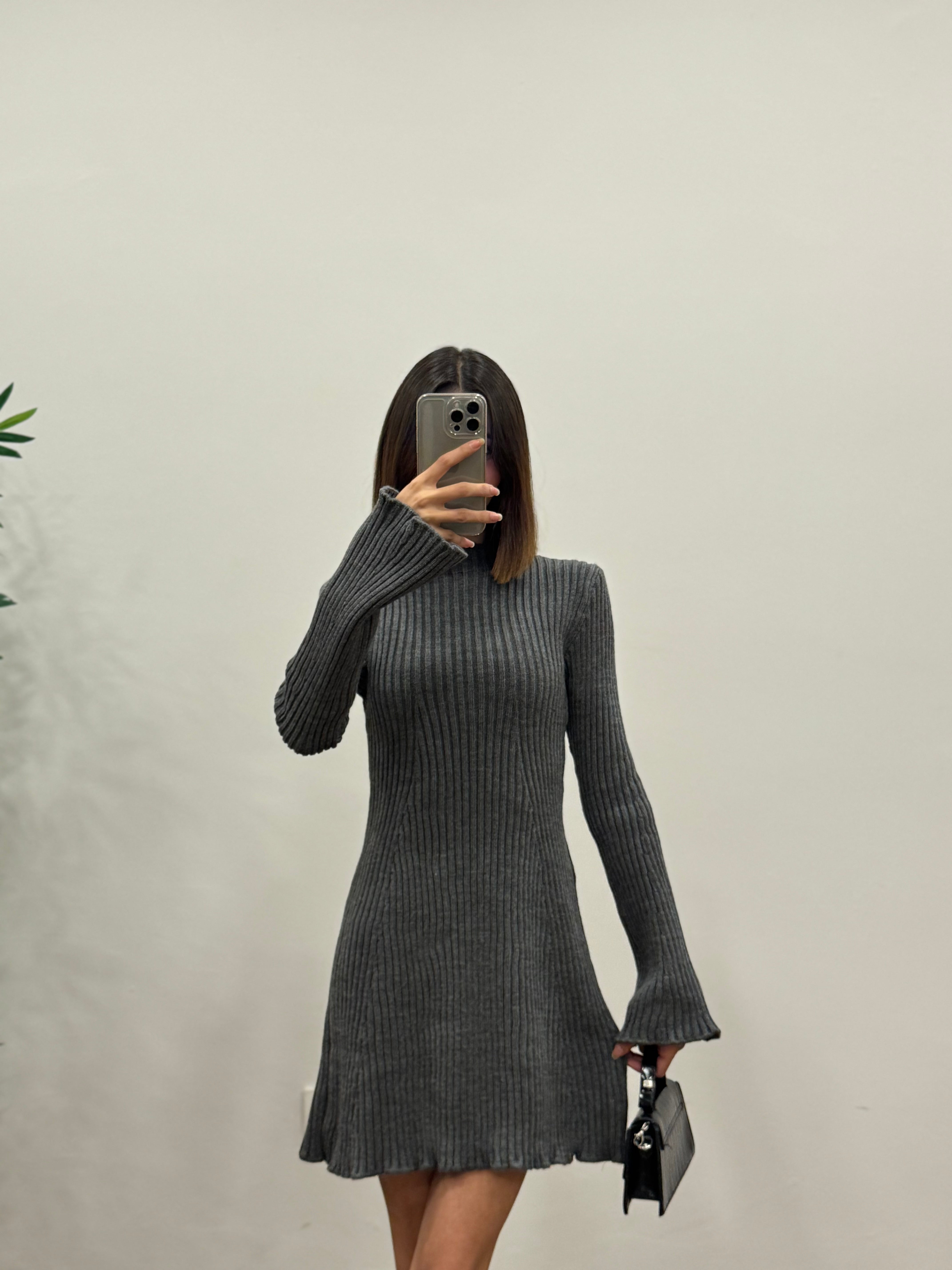 Triko İspanyol Pinterest Gri Elbise