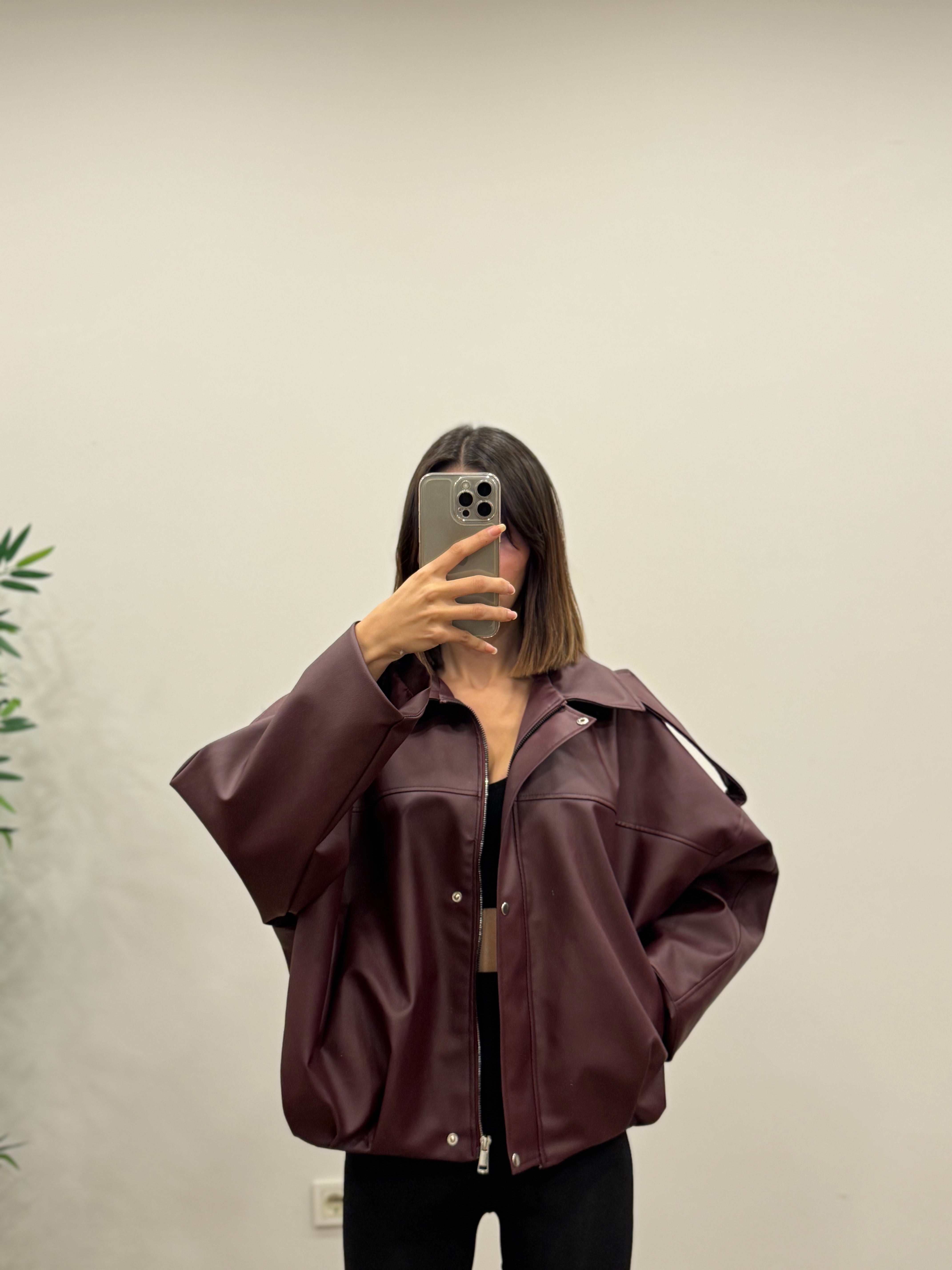 Harley Bordo Deri Ceket