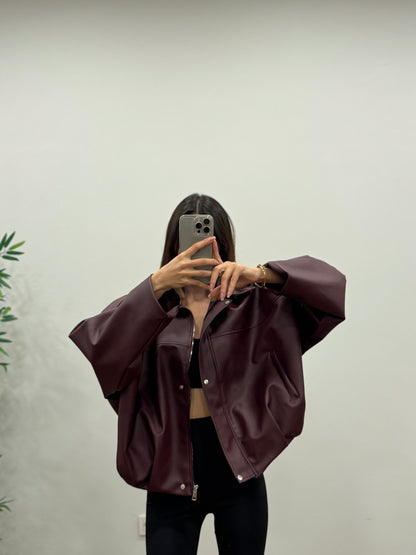 Harley Bordo Deri Ceket