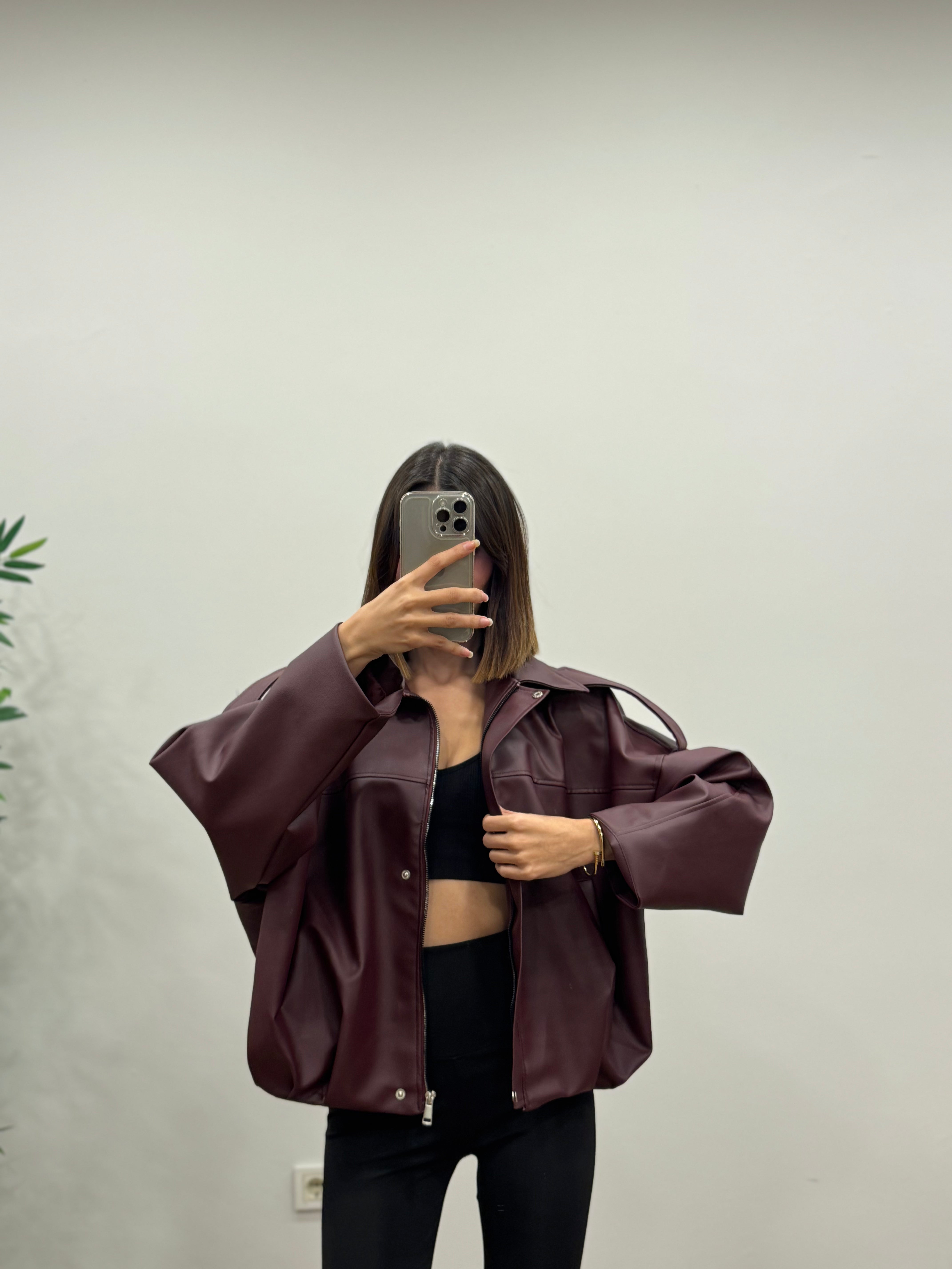 Harley Bordo Deri Ceket