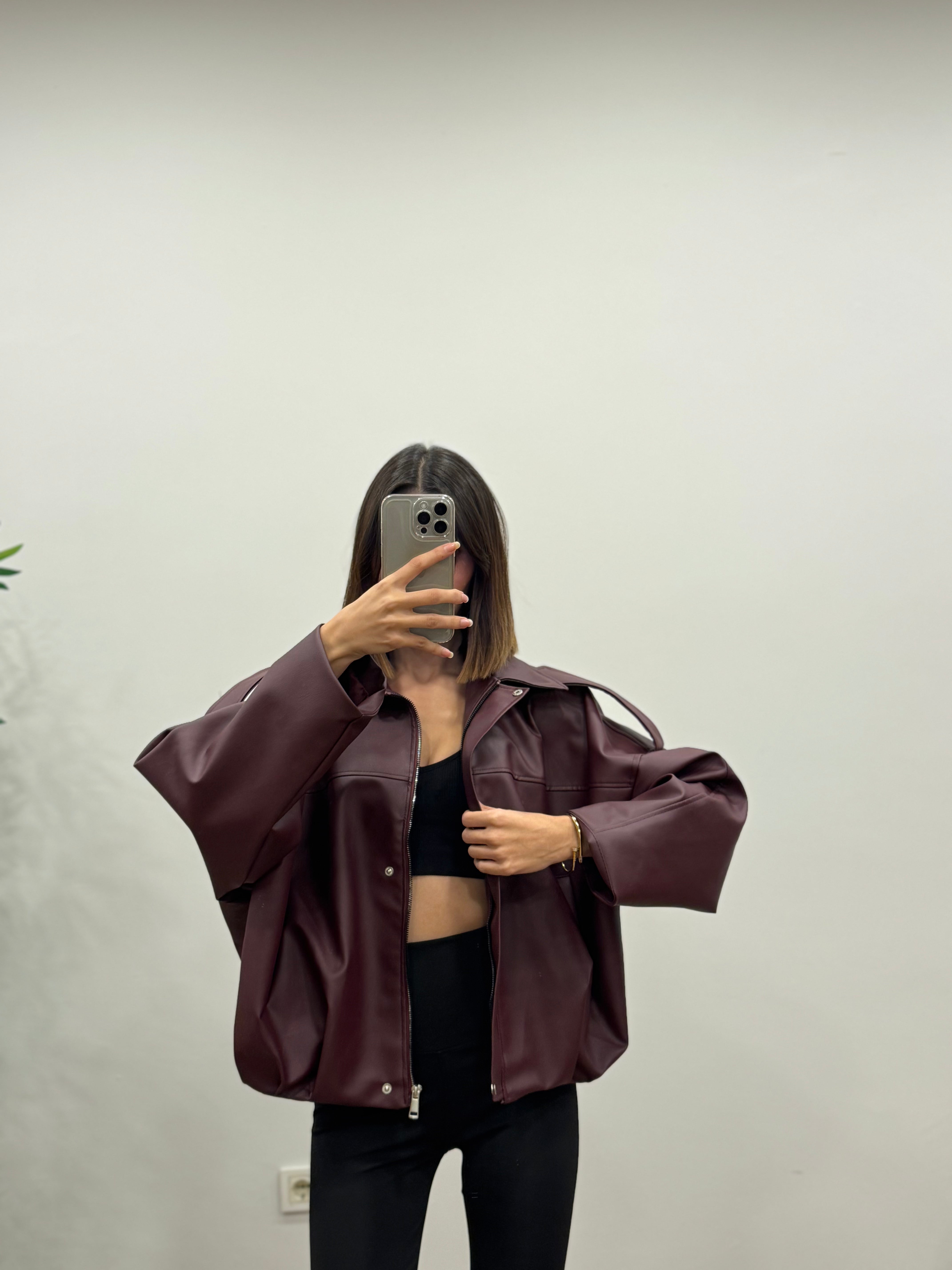 Harley Bordo Deri Ceket