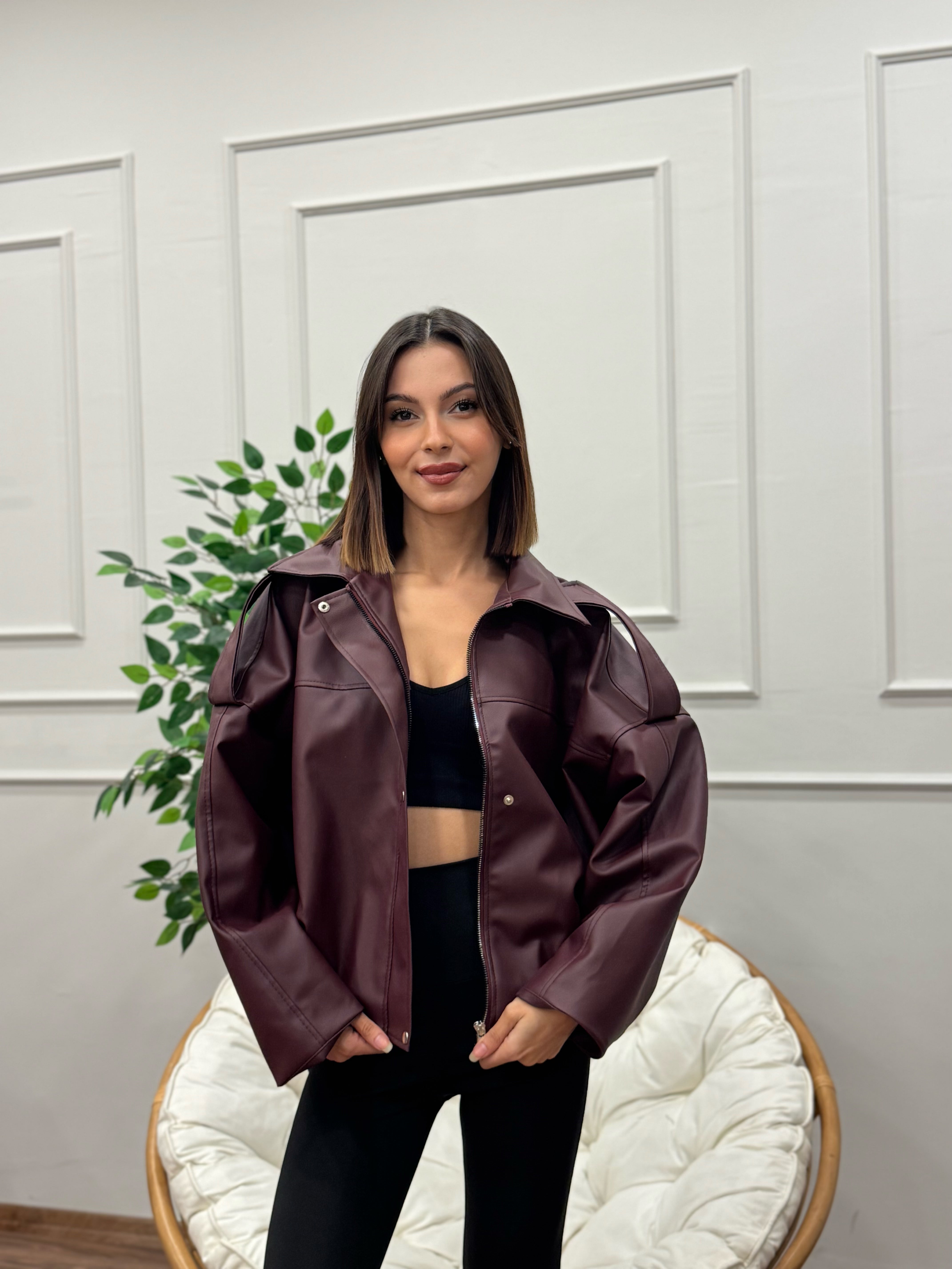 Harley Bordo Deri Ceket