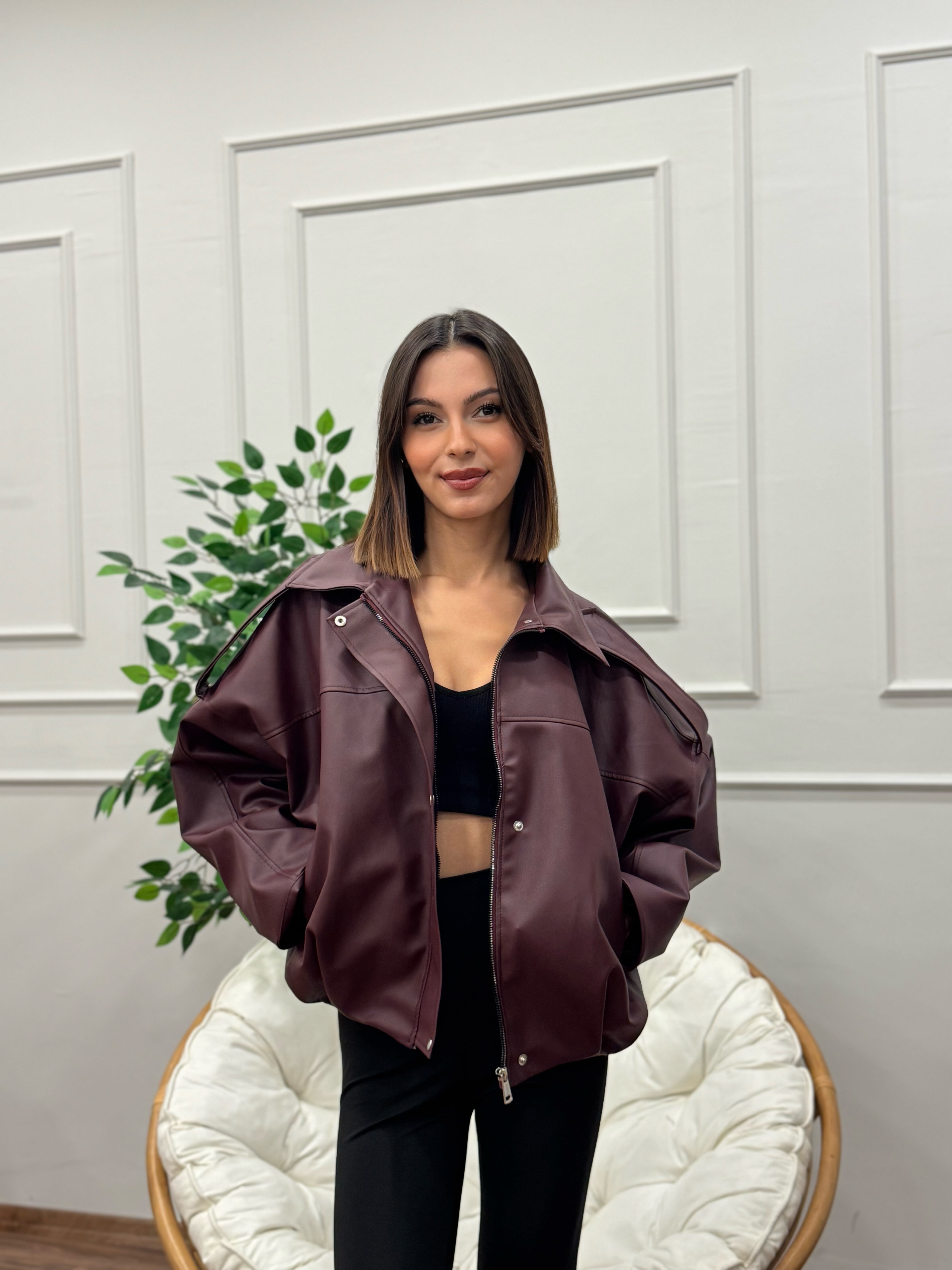 Harley Bordo Deri Ceket