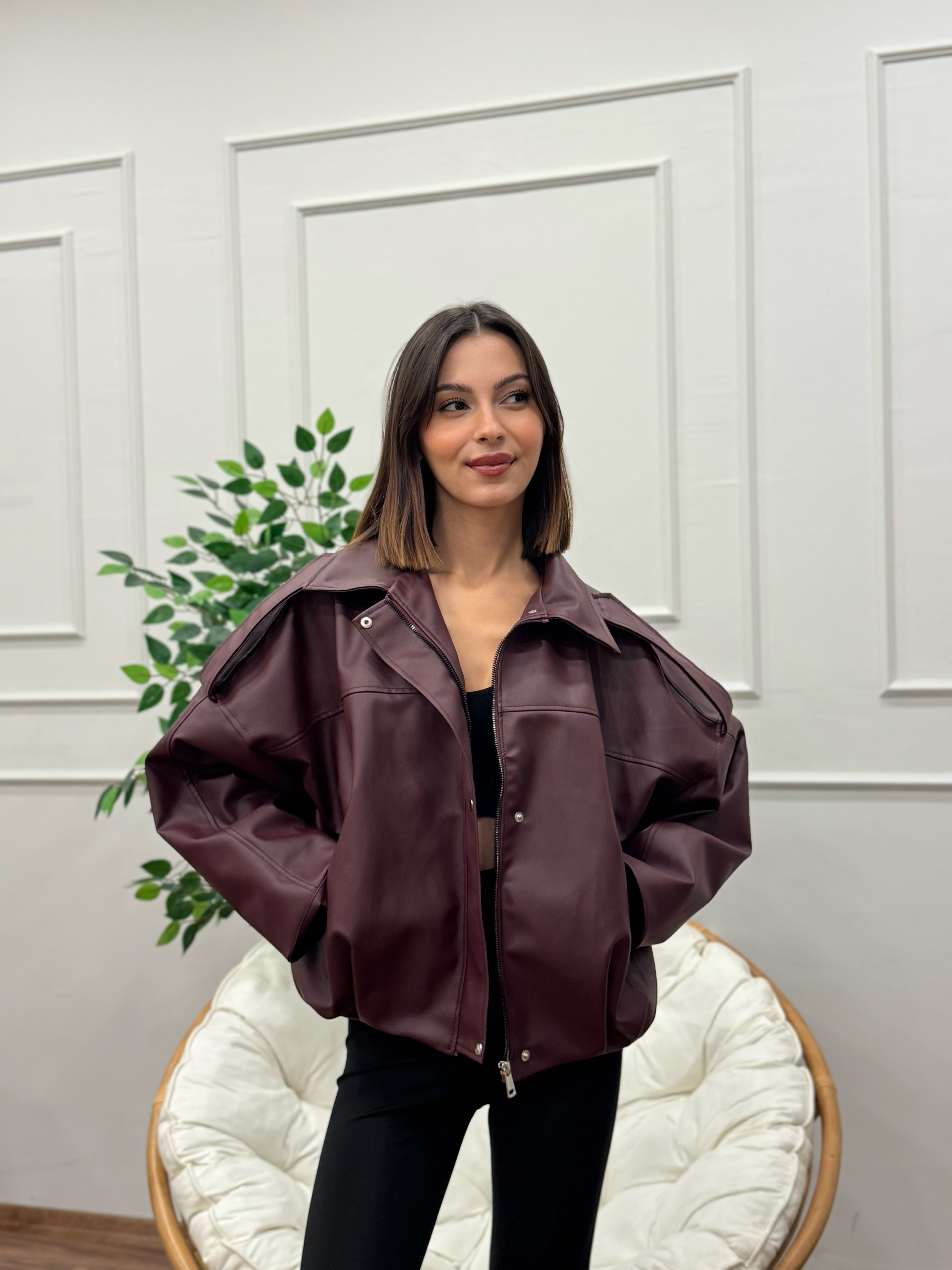 Harley Bordo Deri Ceket