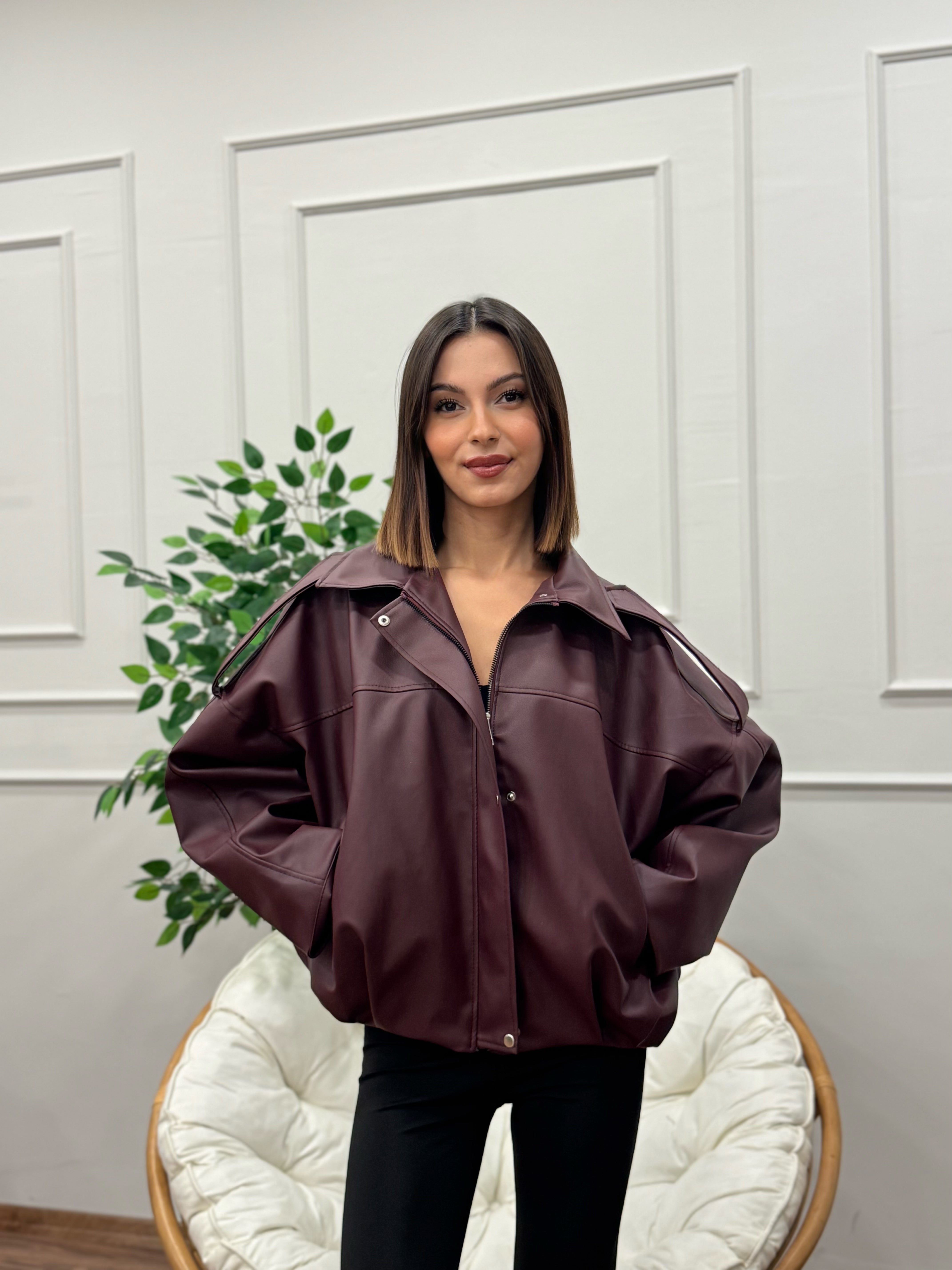 Harley Bordo Deri Ceket