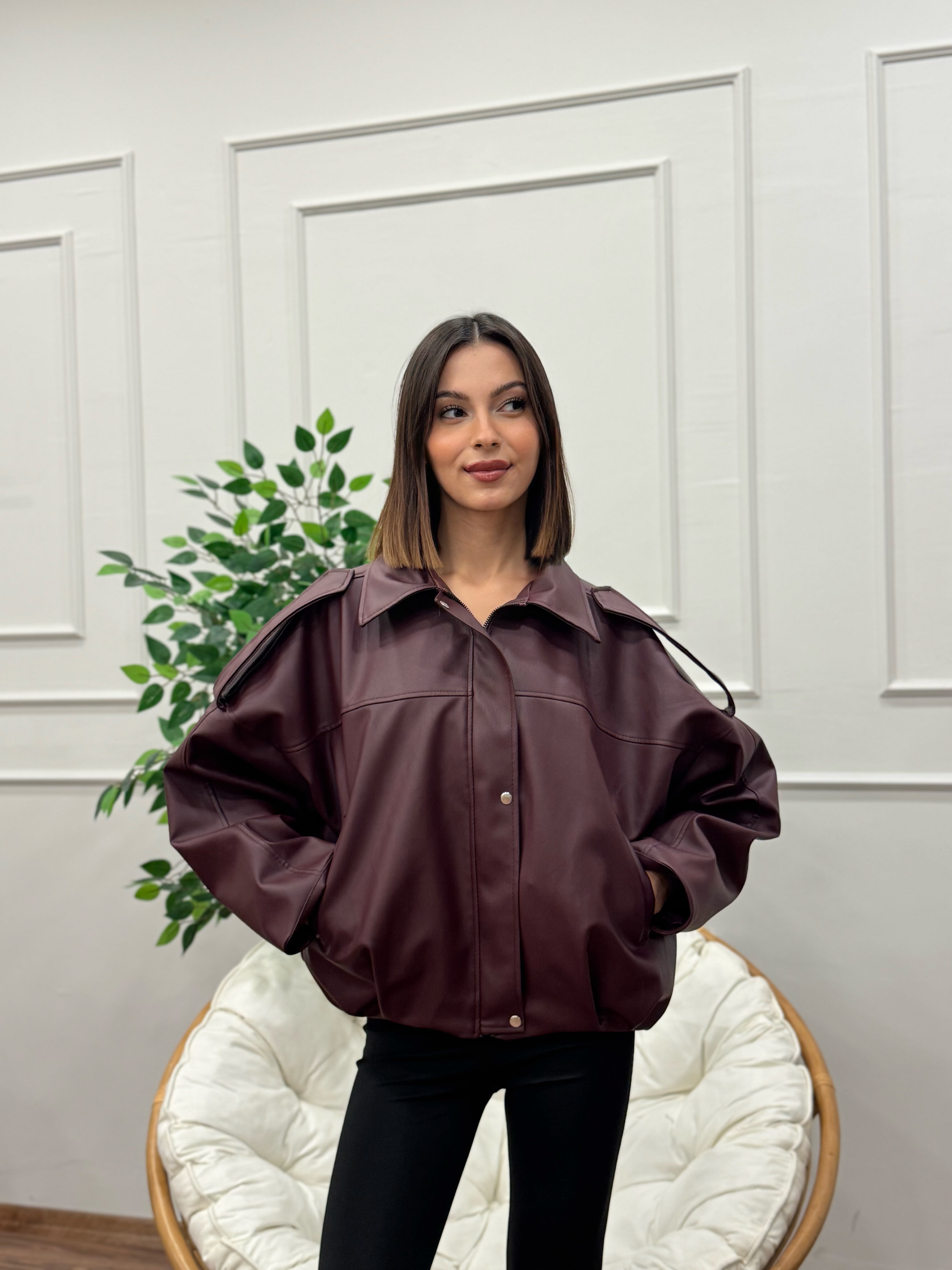 Harley Bordo Deri Ceket