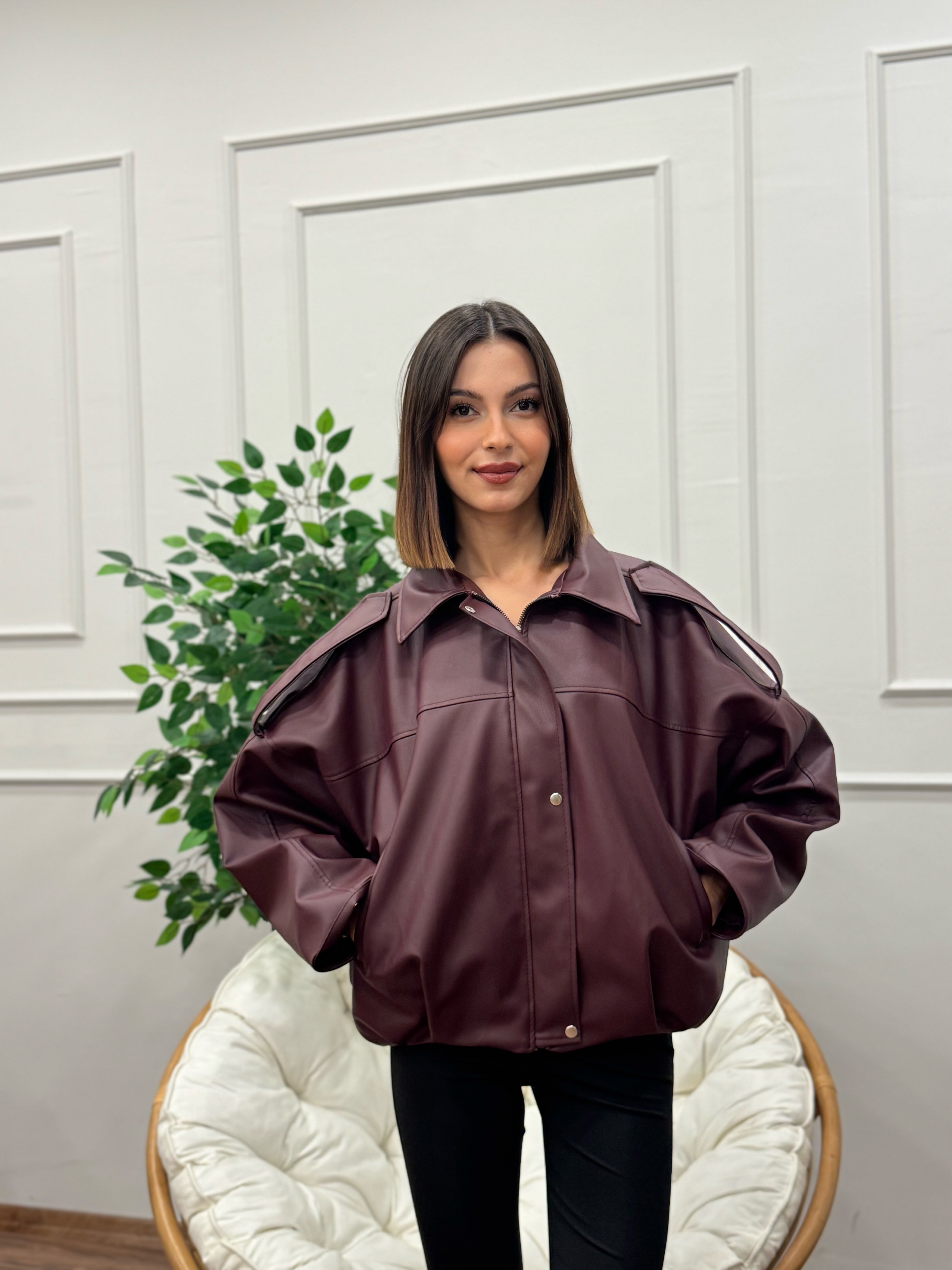 Harley Bordo Deri Ceket