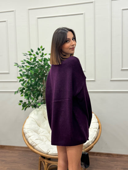Oversize Bisiklet Yaka Pinterest Mor Kazak