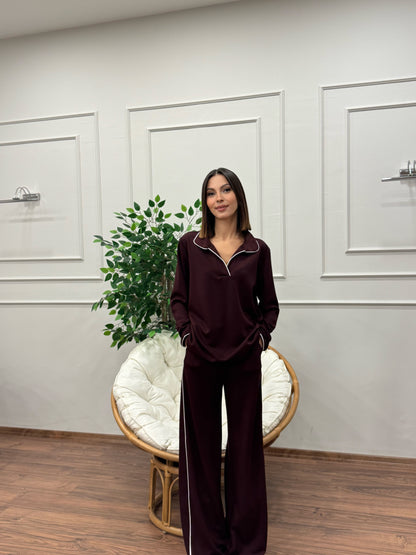 Safir Modal Kumaş Bordo Takım