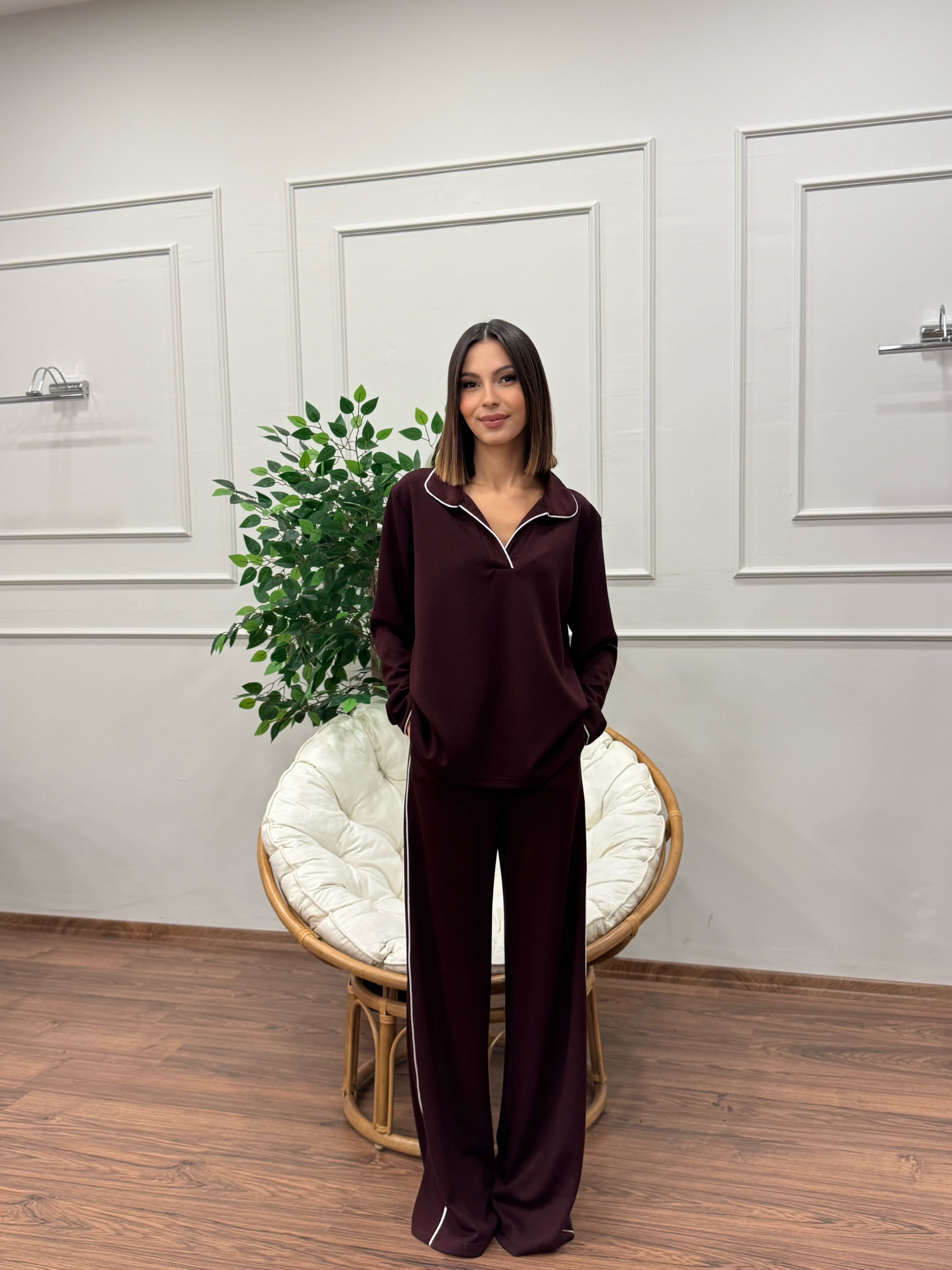 Safir Modal Kumaş Bordo Takım