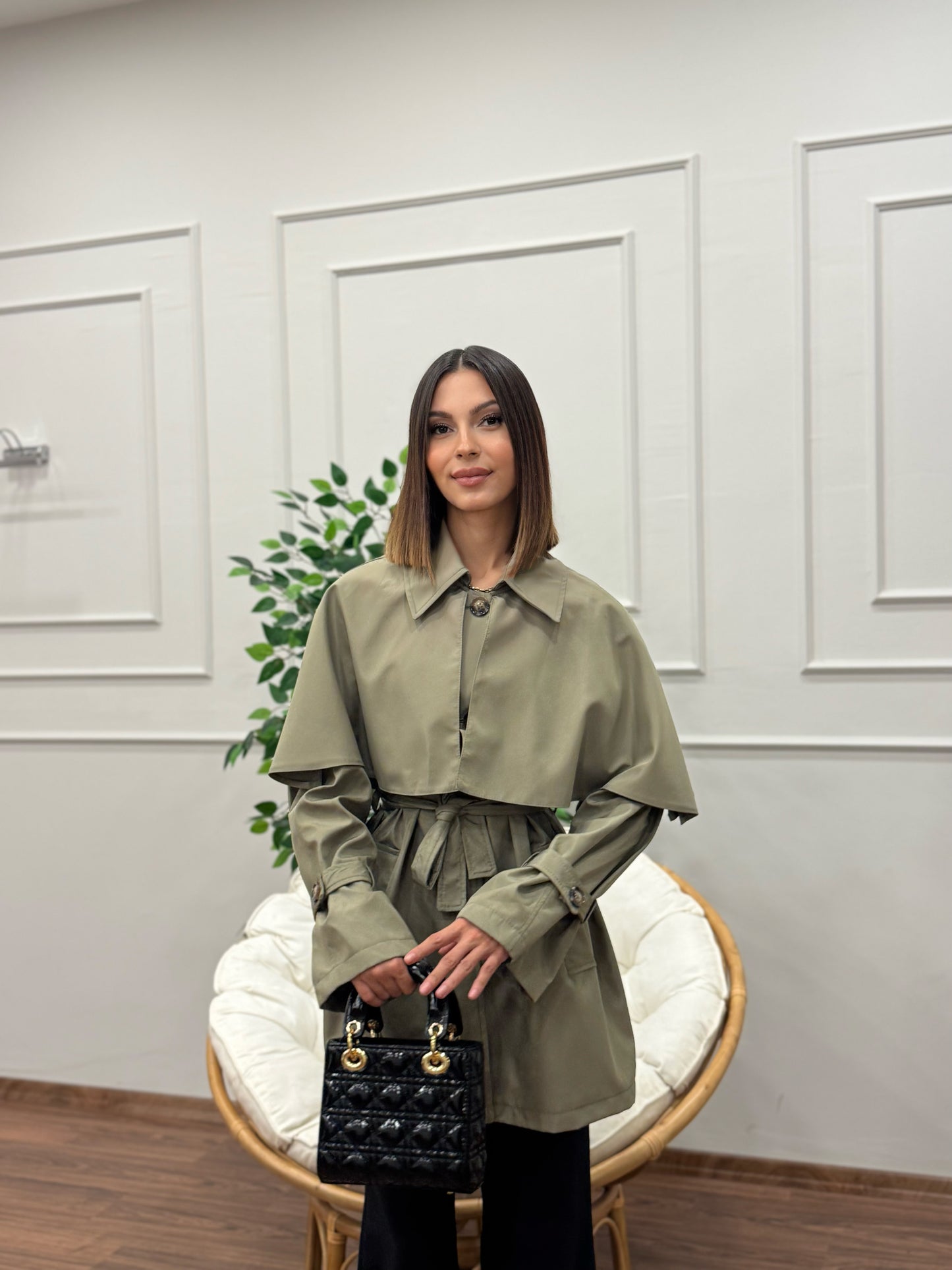 Veronica Pelerinli Haki Trençkot