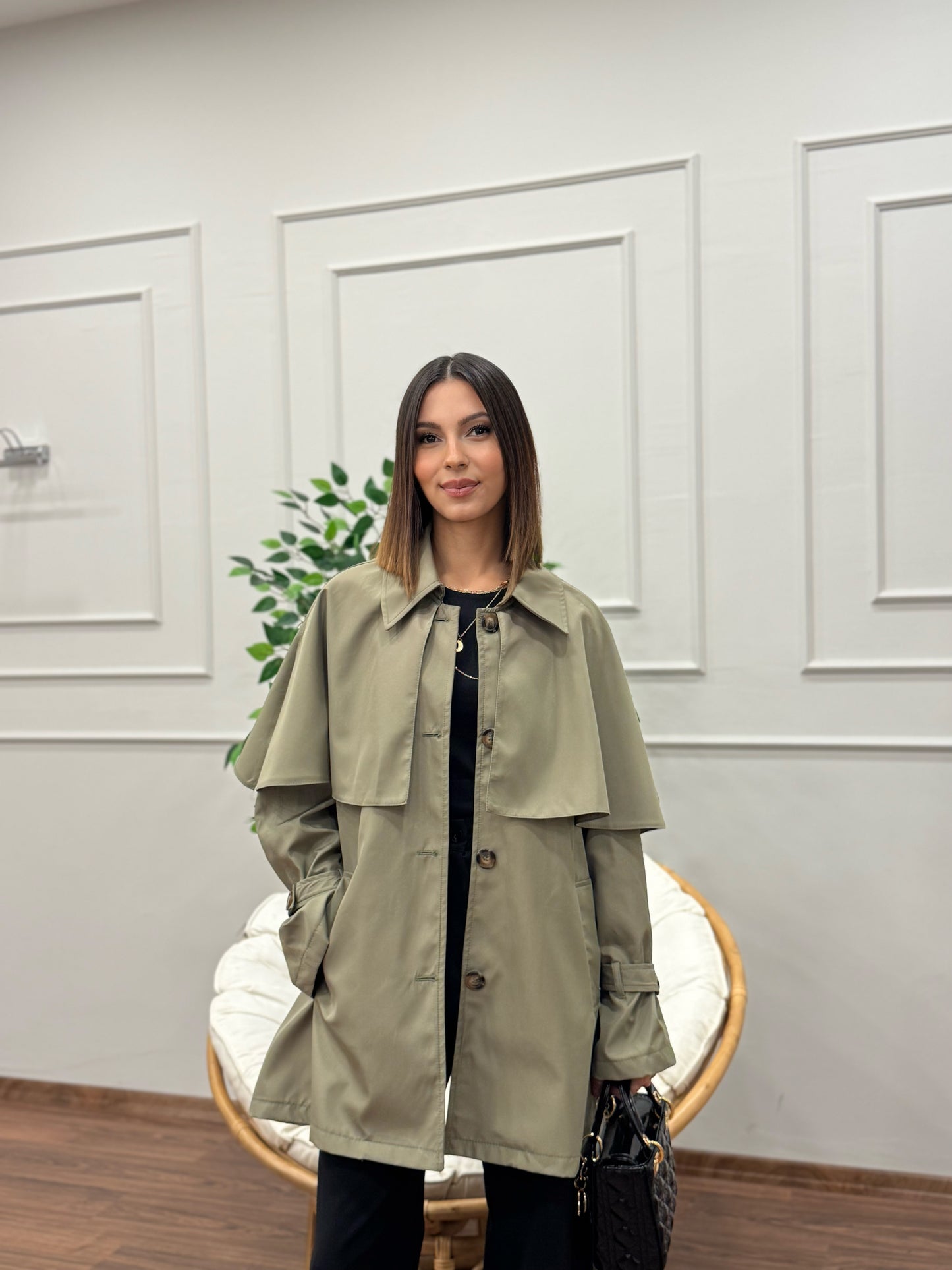 Veronica Pelerinli Haki Trençkot