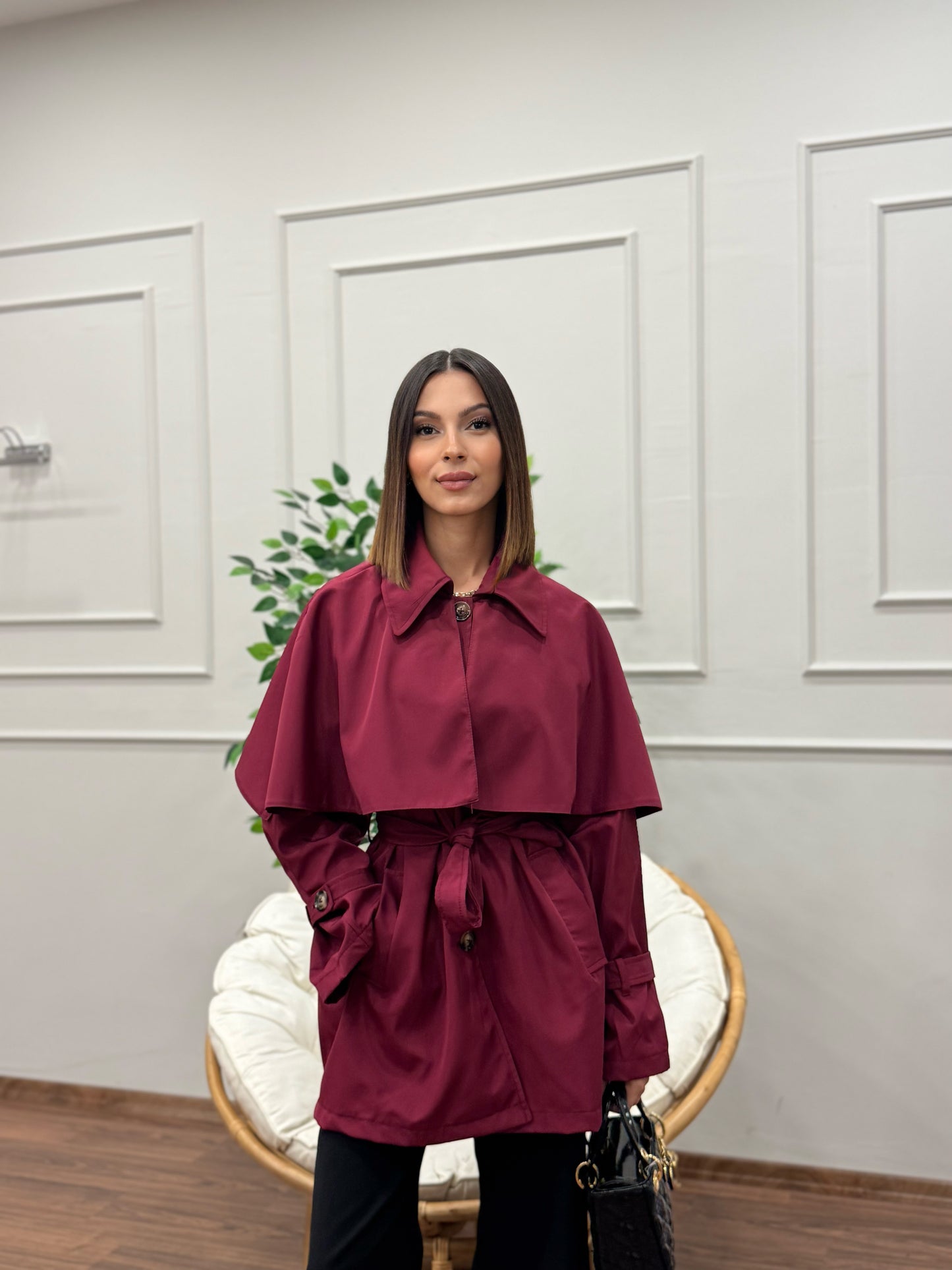 Veronica Pelerinli Bordo Trençkot