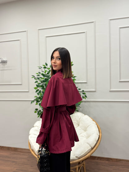 Veronica Pelerinli Bordo Trençkot