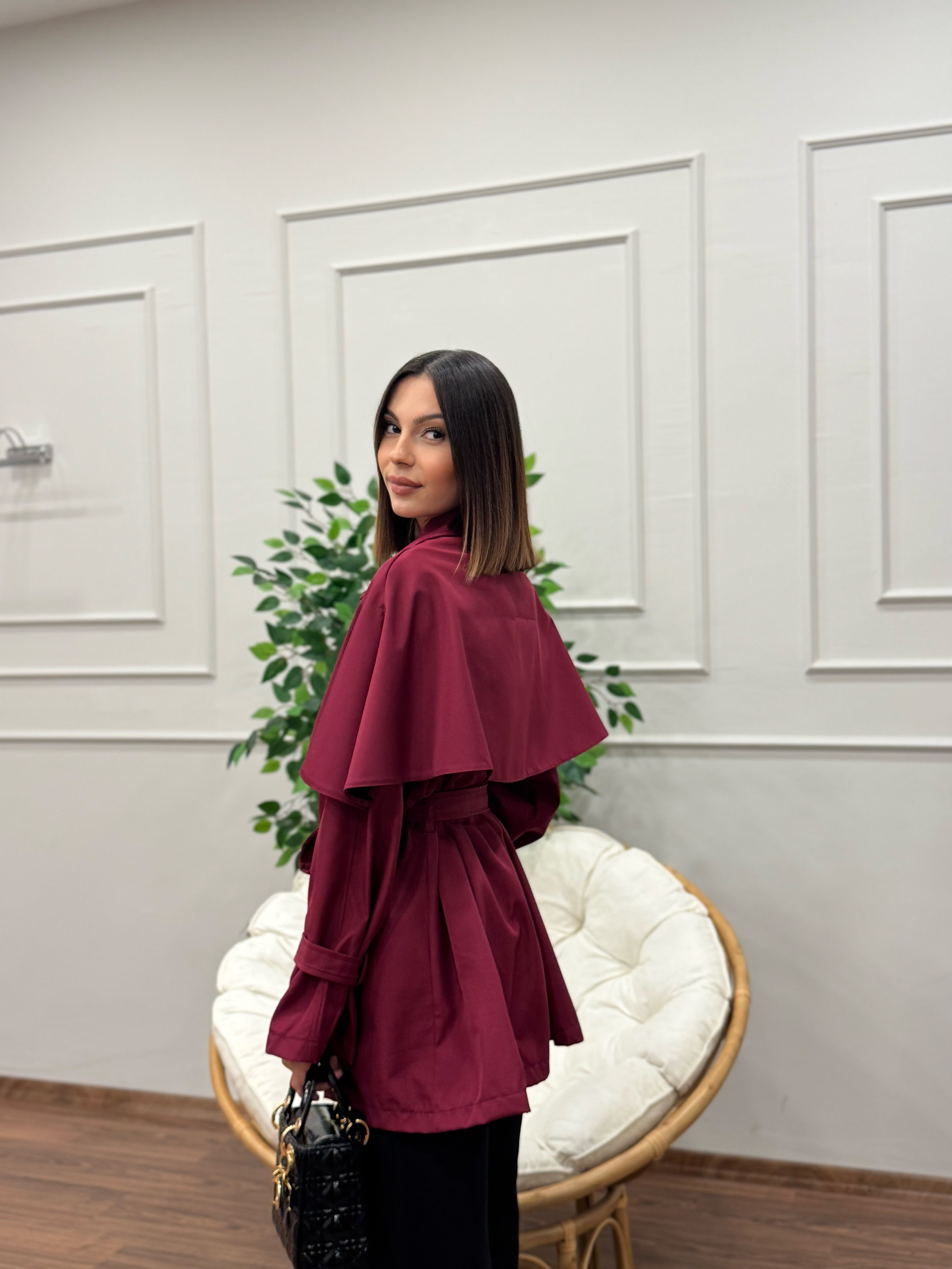 Veronica Pelerinli Bordo Trençkot