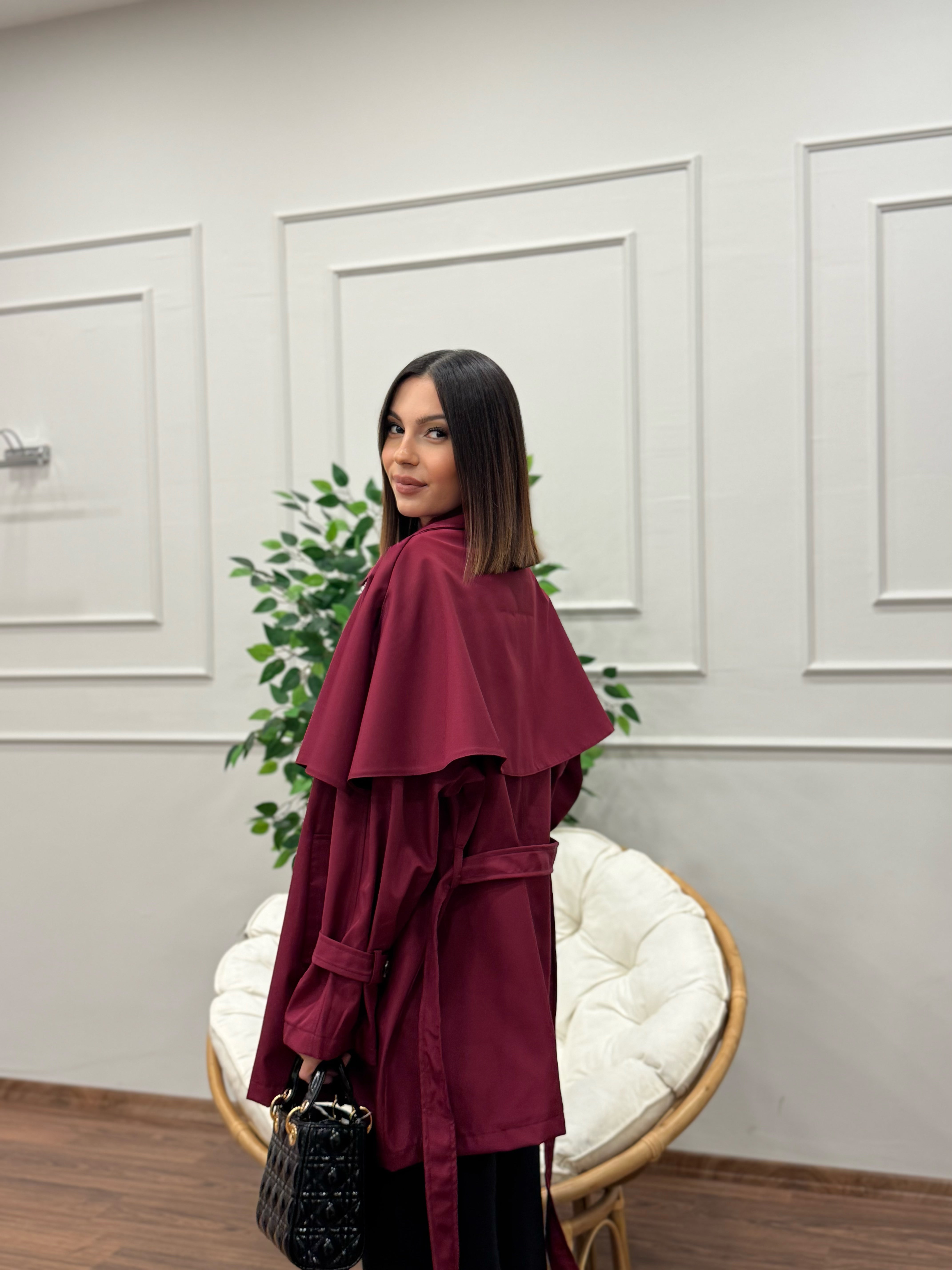 Veronica Pelerinli Bordo Trençkot