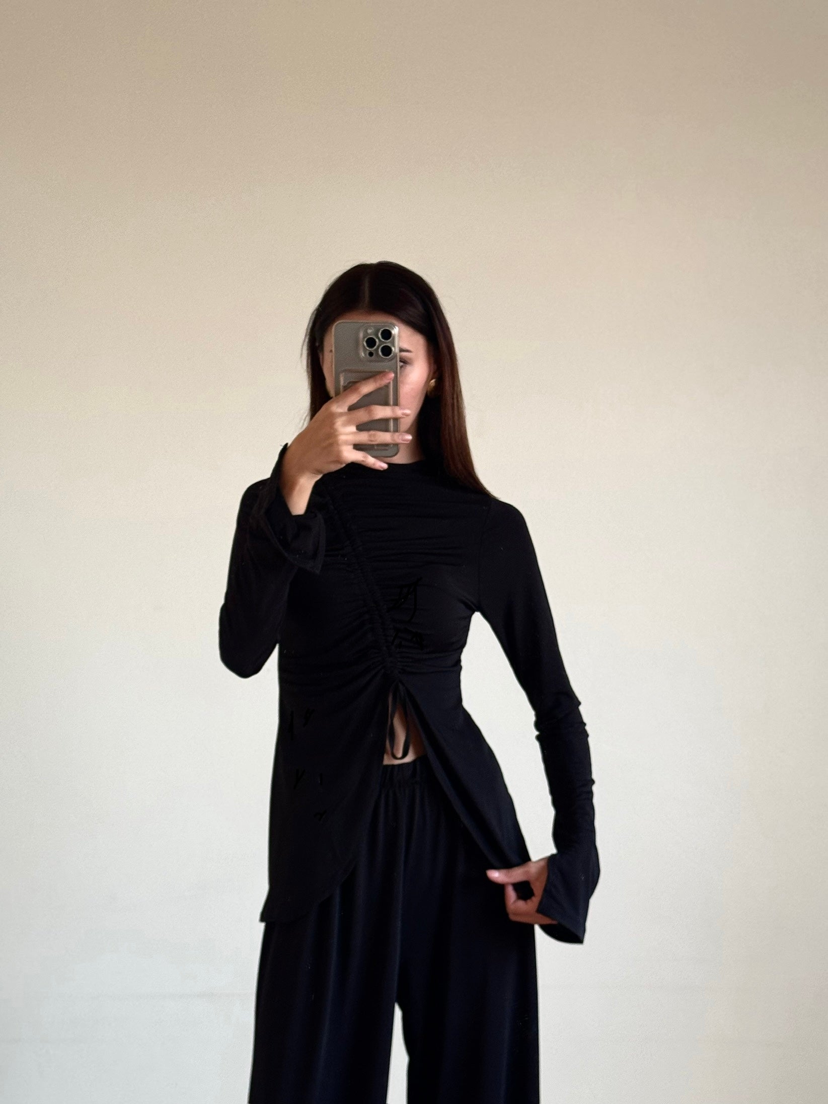 Luna Asimetrik Kesim Siyah Takım