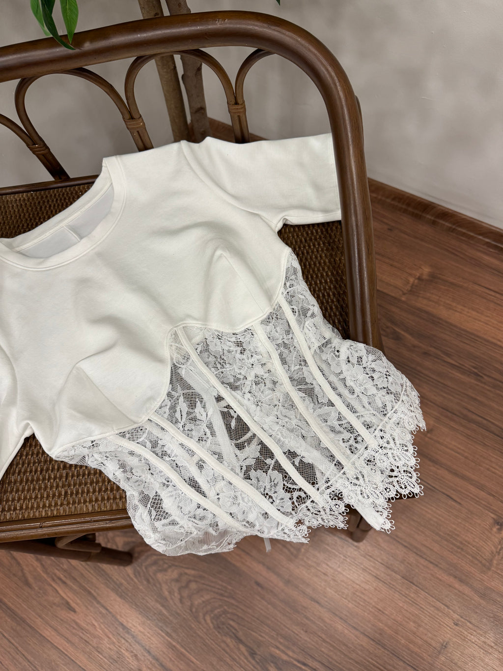 Lace Muse Top Beyaz Bluz