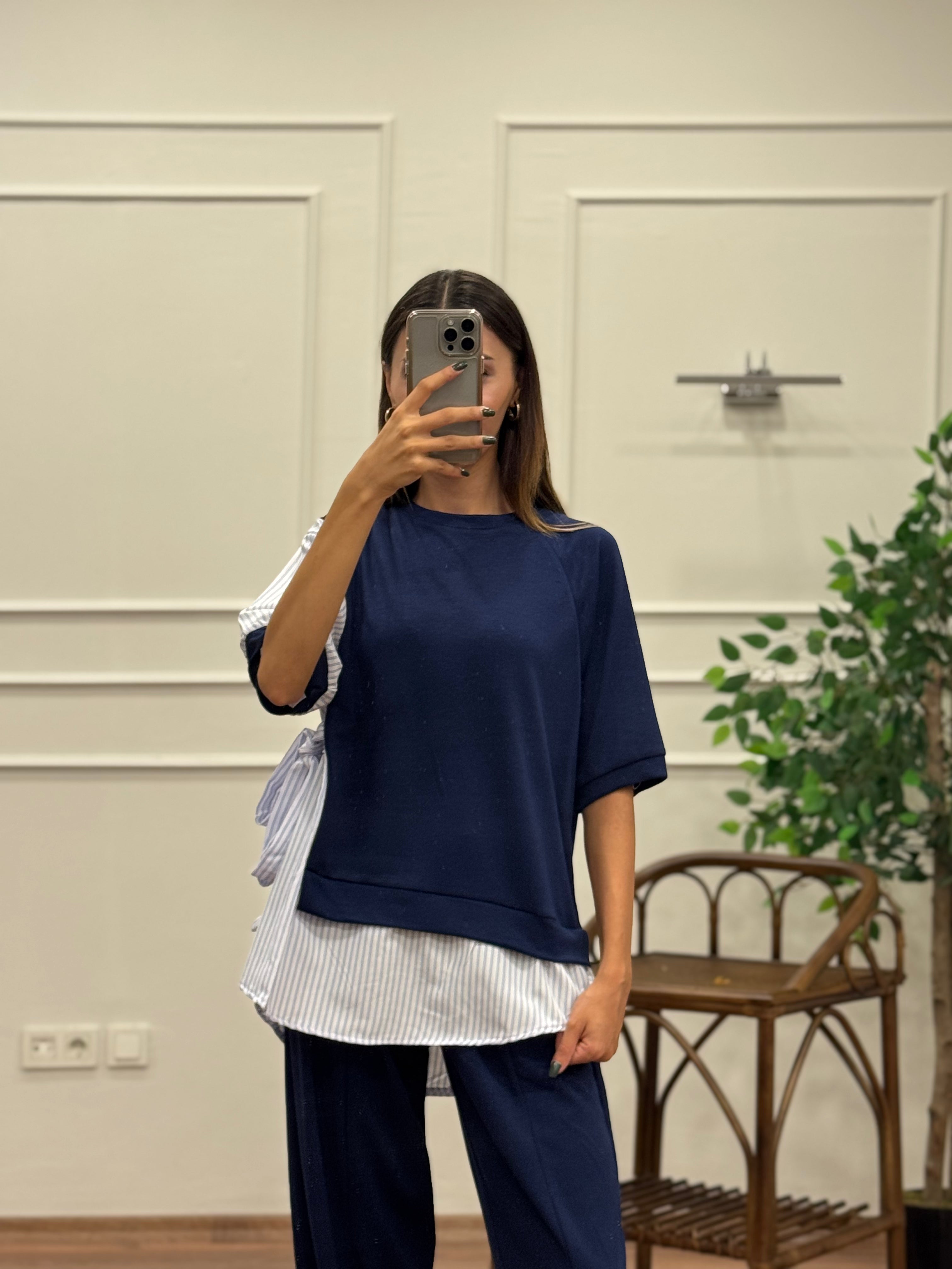 Tunik Pantolon Lacivert İkili Takım